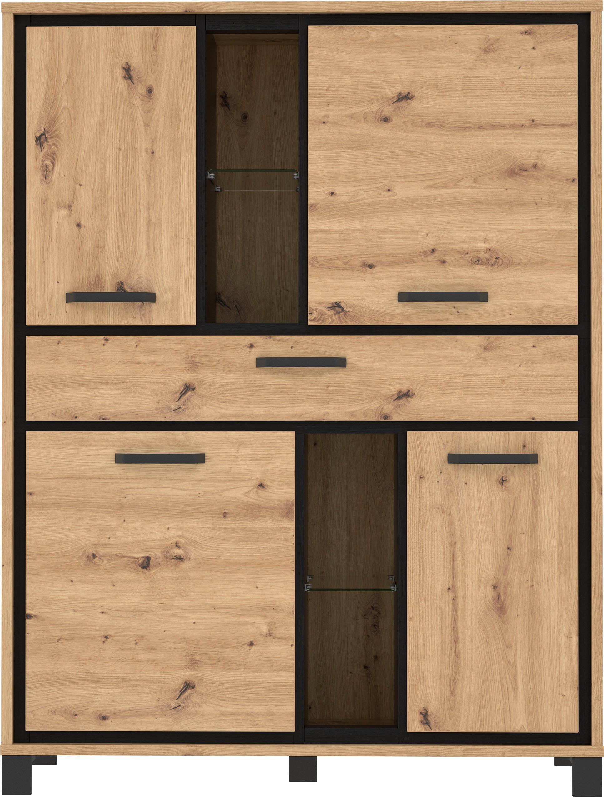FORTE Highboard Trondheim Hoogte 161 cm highboards maat 120,4x41,5x161 cm bruin