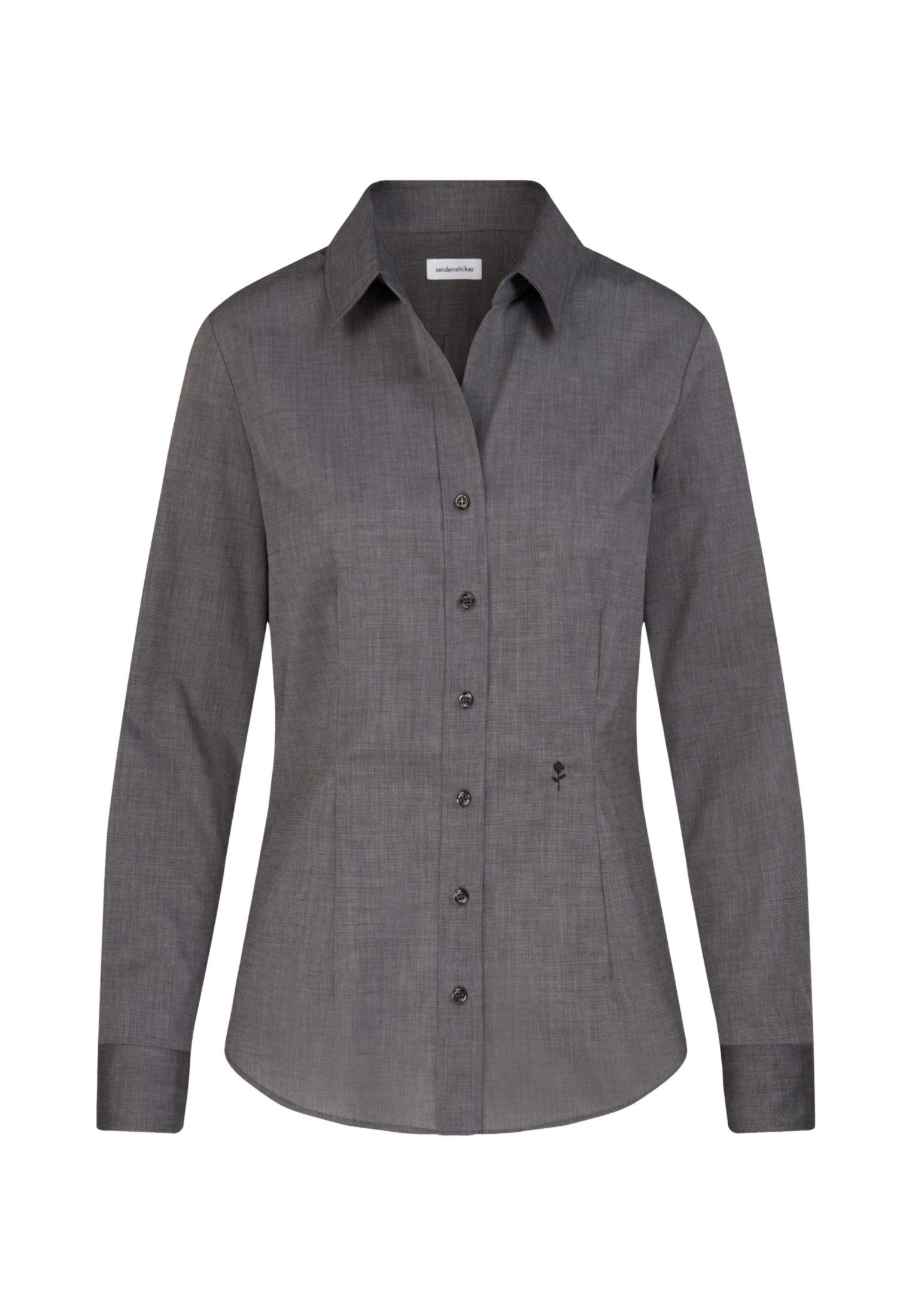 seidensticker Overhemdblouse Zwarte roos Lange mouwen kraag uni