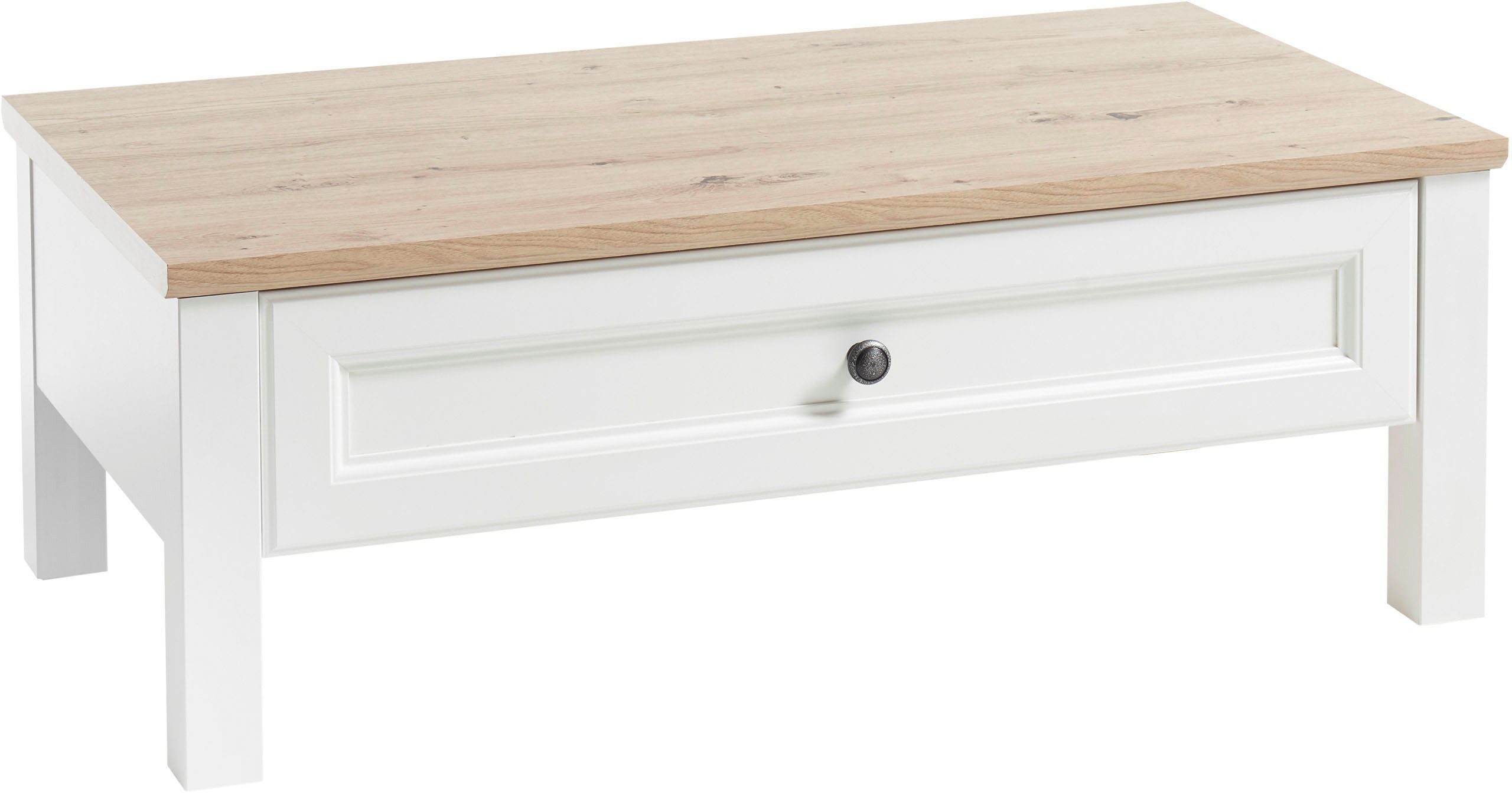 Stolkom Salontafel Toskana, TOPSELLER! Landhuisstijl wit, tafel met 1 lade