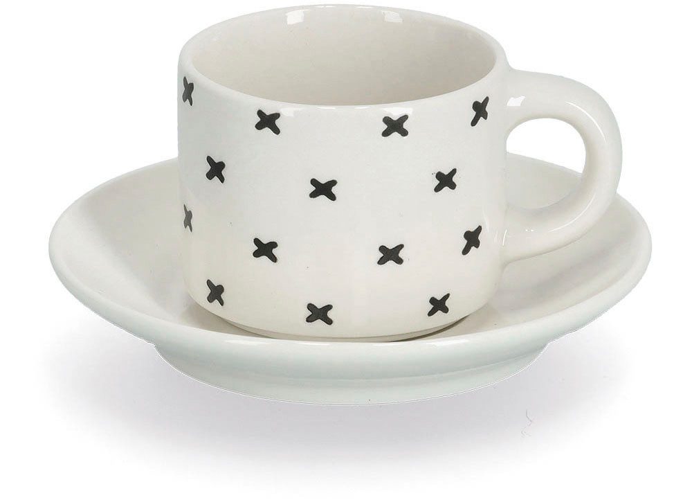 Zeller Present Espressokopje 8-delig (4 kopjes/4 schotels) (set, 8-delig)