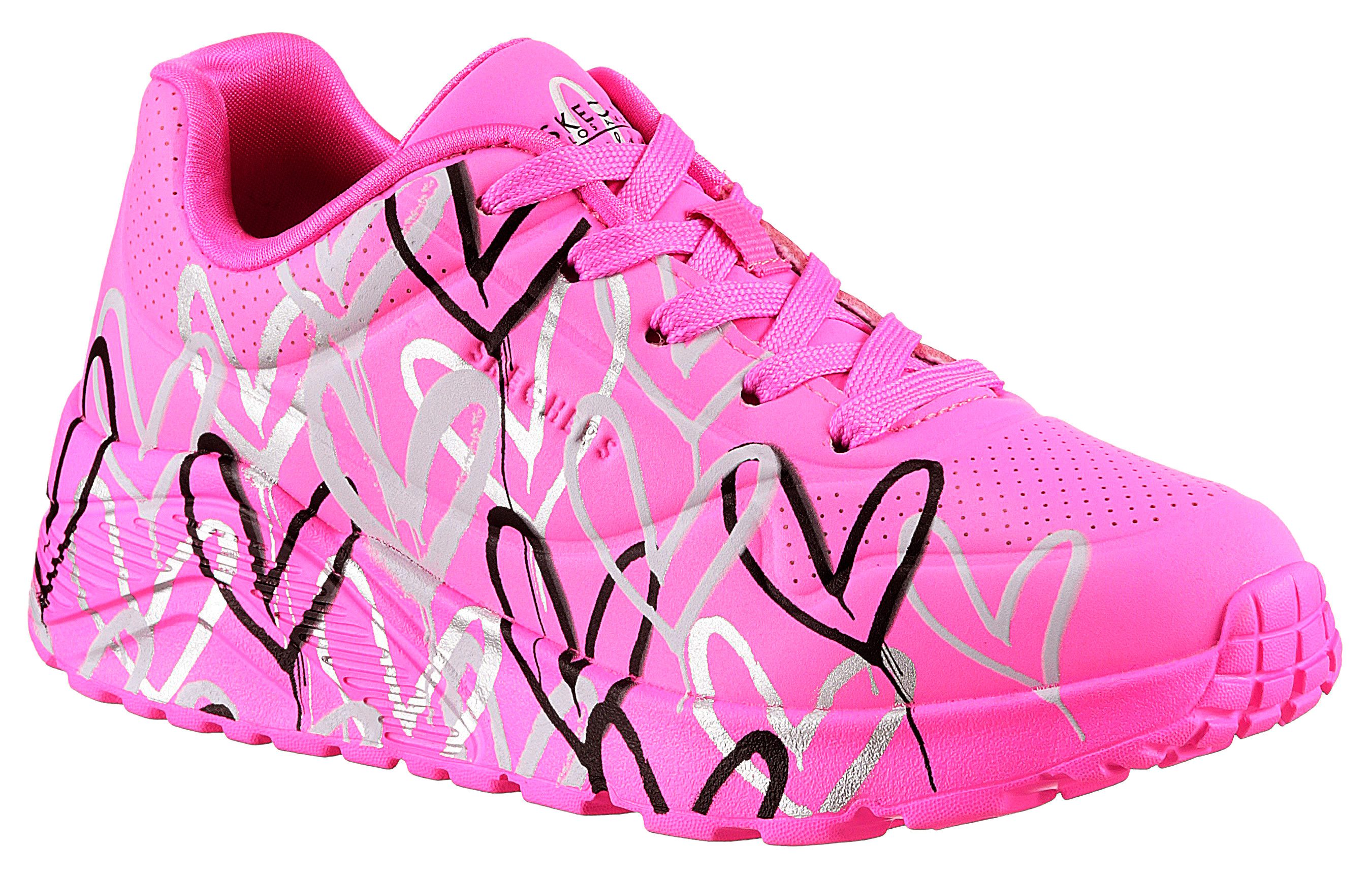 Skechers Sneakers UNO LITE-METALLIC LOVE , wedge-veterschoen, skech-air functie, maat sjabloon om te downloaden