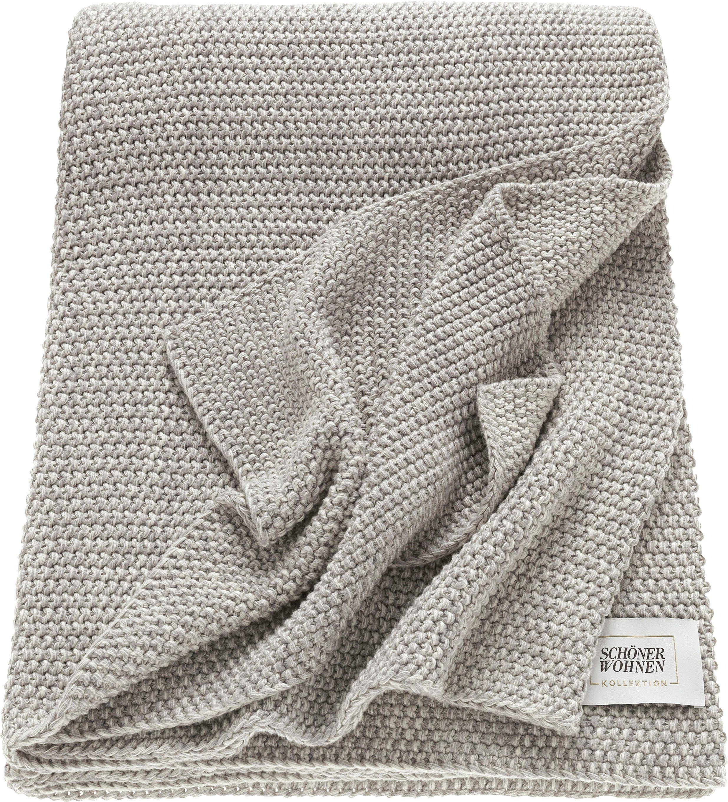 schoener wohnen-kollektion deken mêlee gebreide deken met mêlee-effect, knuffeldeken grijs