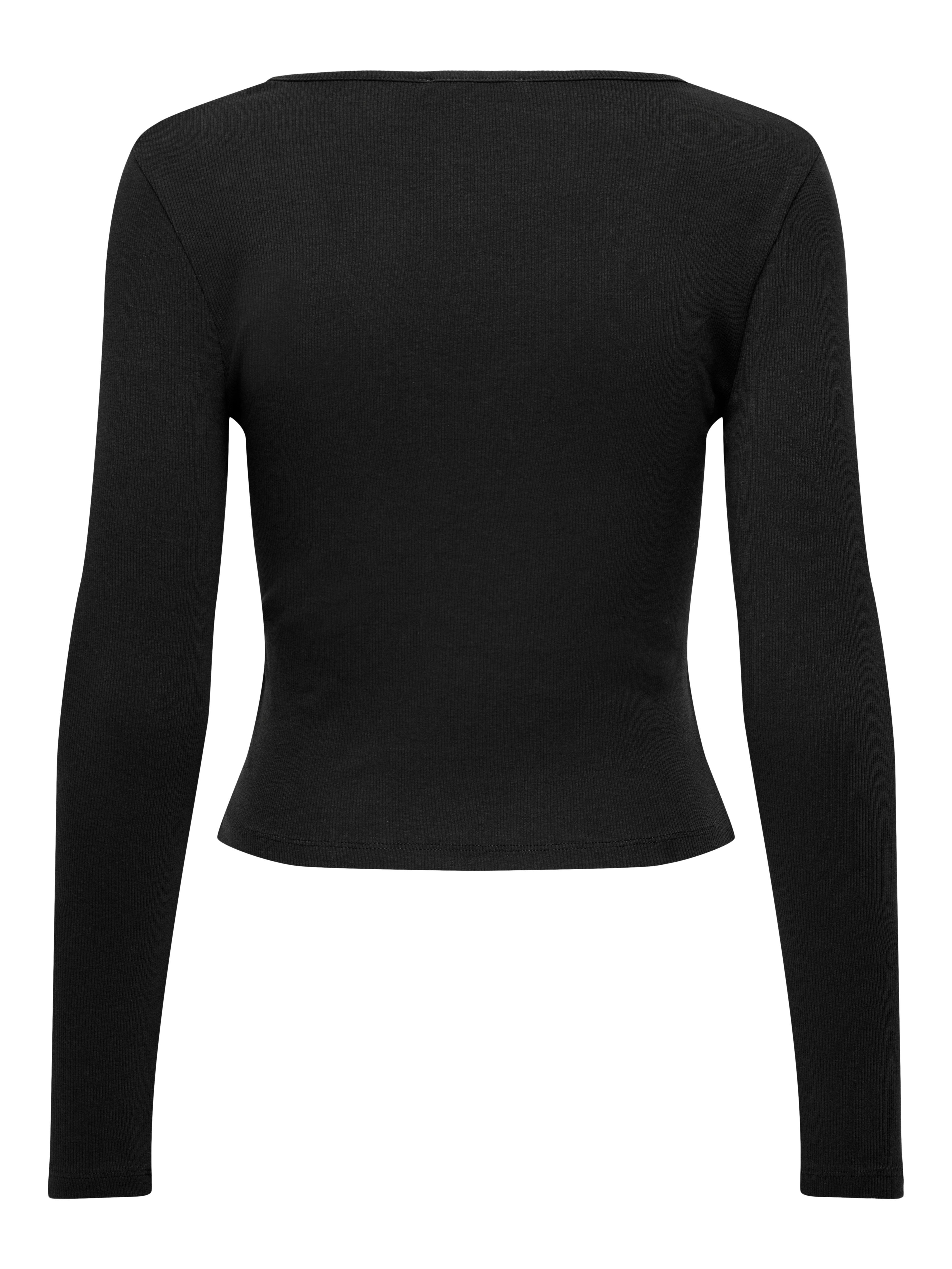 Only Shirt met V-hals ONLKAYA L S V-NECK SHORT TOP JRS