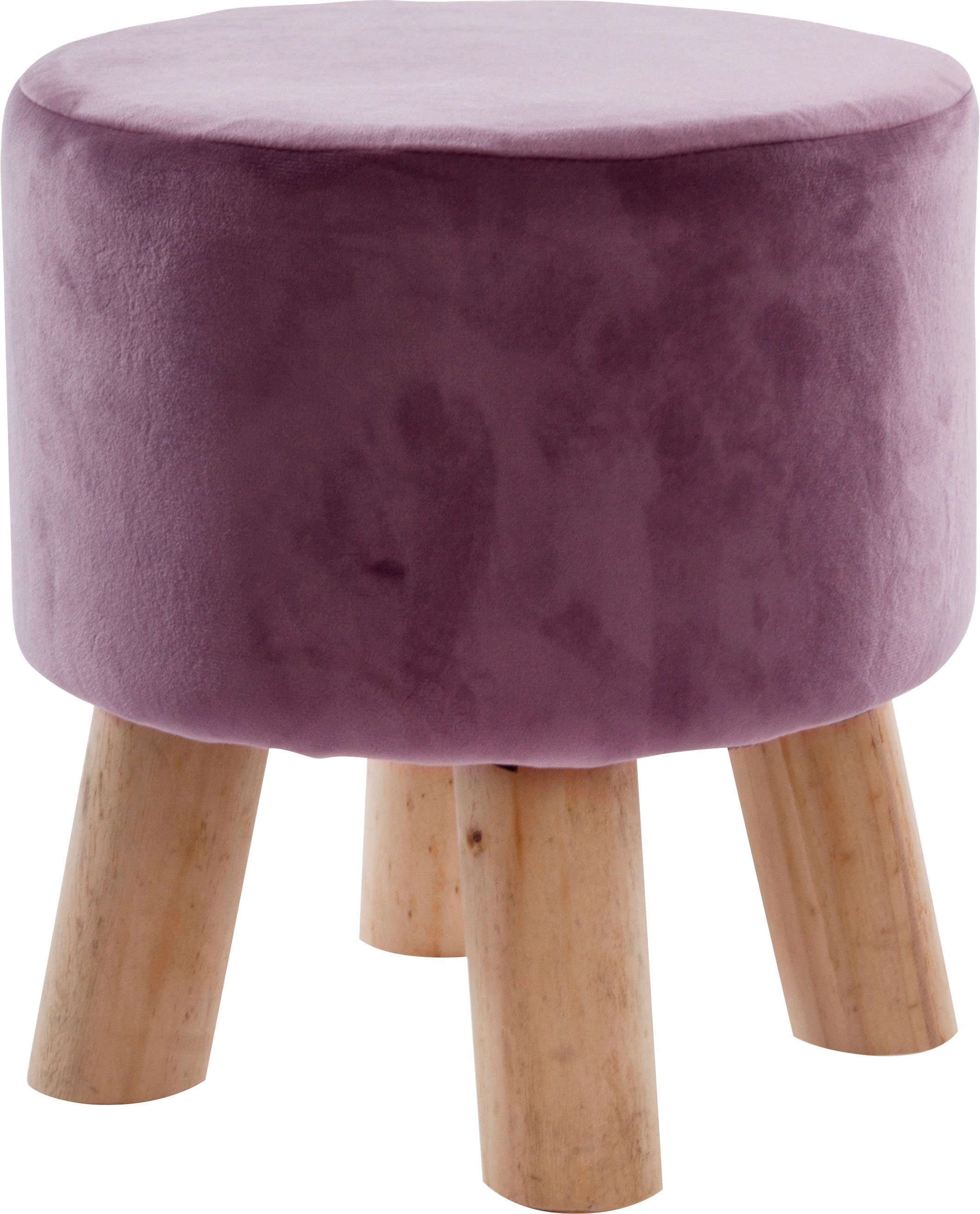 my Flair Hocker met 4 poten in naturel/roze