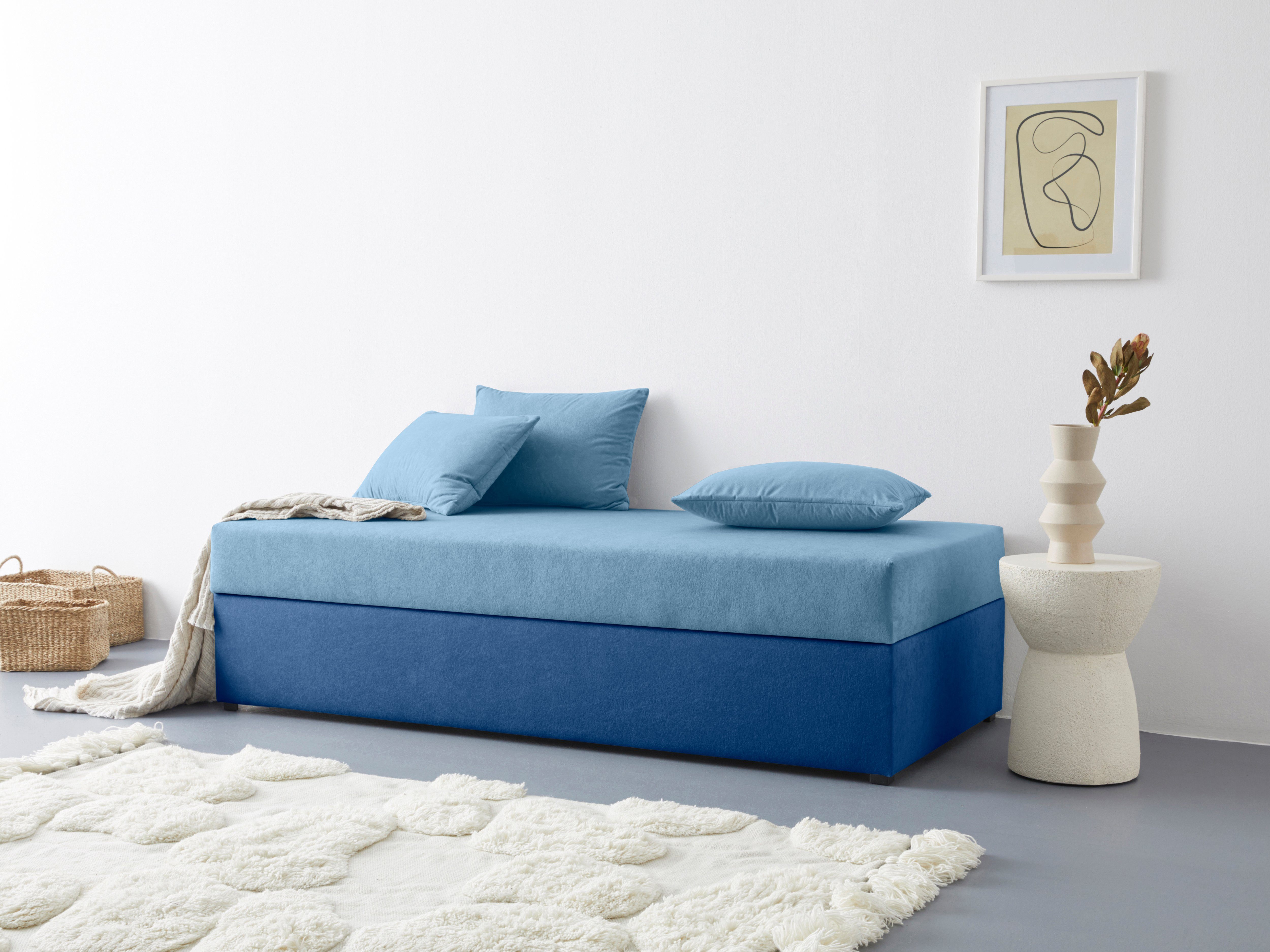 Maintal Bed Diana blauw, slaapbanken, Breedte ligoppervlak: 93 cm, Lengte ligoppervlak: 203 cm
