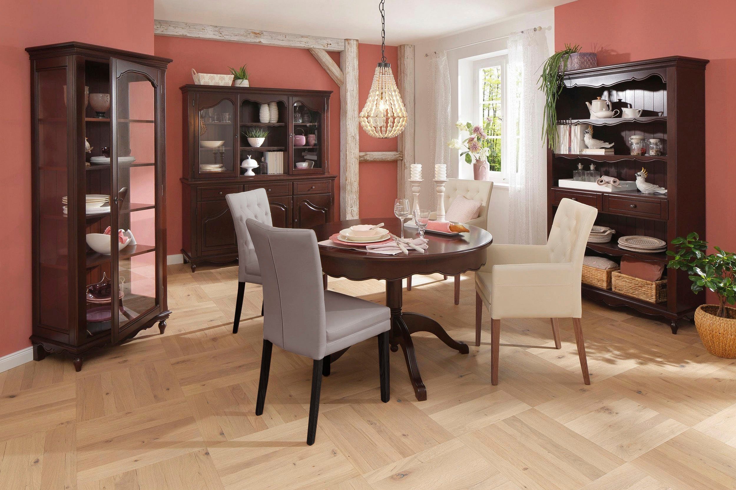 Home affaire Stoel met 4 poten Colorado Poten van beuken, wengékleurig gelakt, in set van 2, 4 of 6