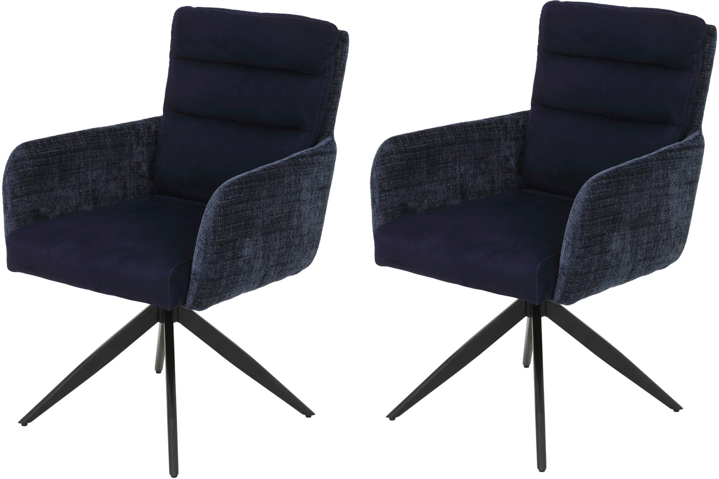 HELA Stoel met armleuningen LEANDRA met auto-Return Comfortstoel met veren, eetkamerstoel draaibaar (set, 2 stuks)