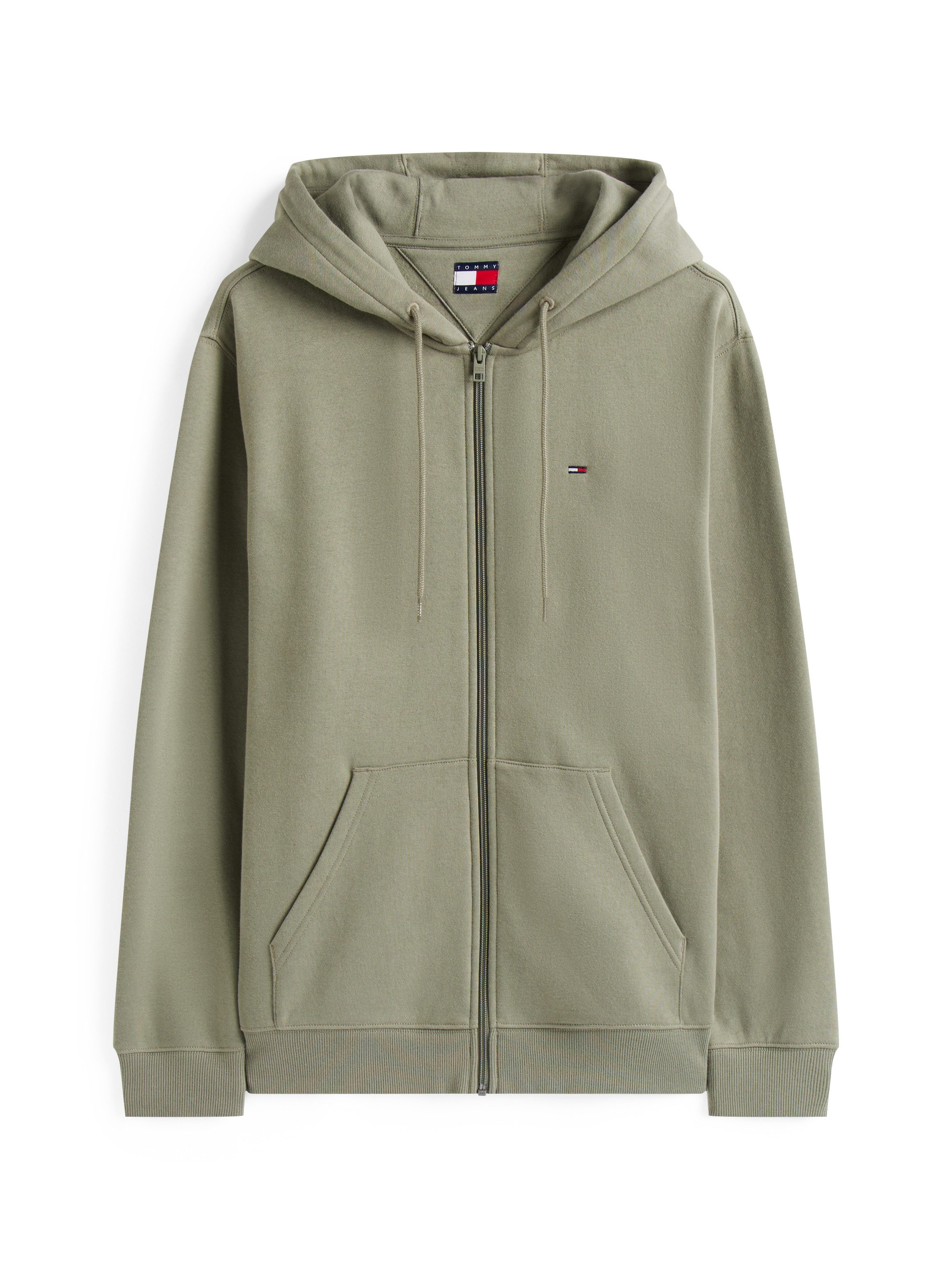 TOMMY JEANS Sweatshirt TJM REG S FLAG ZIP FLEECE THRU met geborduurd merklogo op borsthoogte