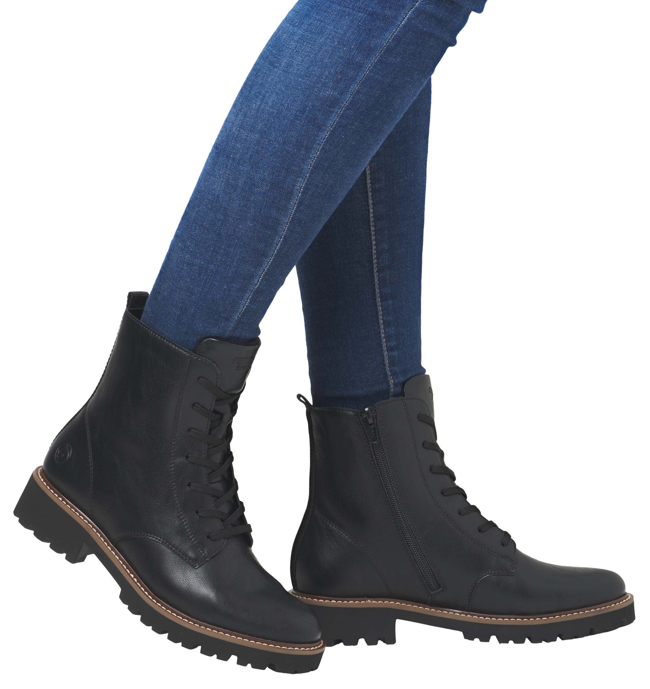 Remonte Veterschoenen blokhak, veterschoen, enkellaars in used look