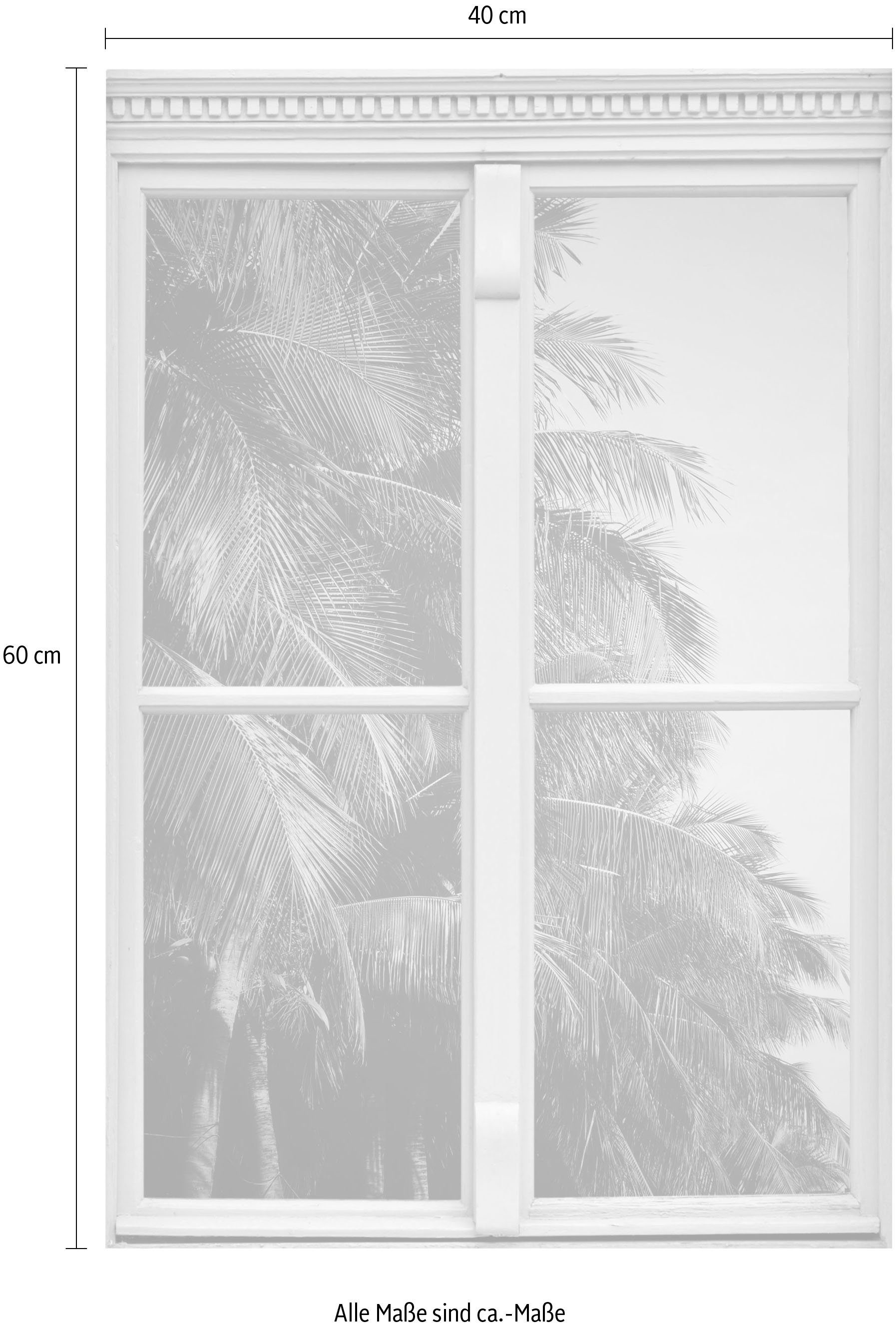 queence Wandfolie Palmen Muursticker, muurdecoratie, zelfklevend, 3D, raam