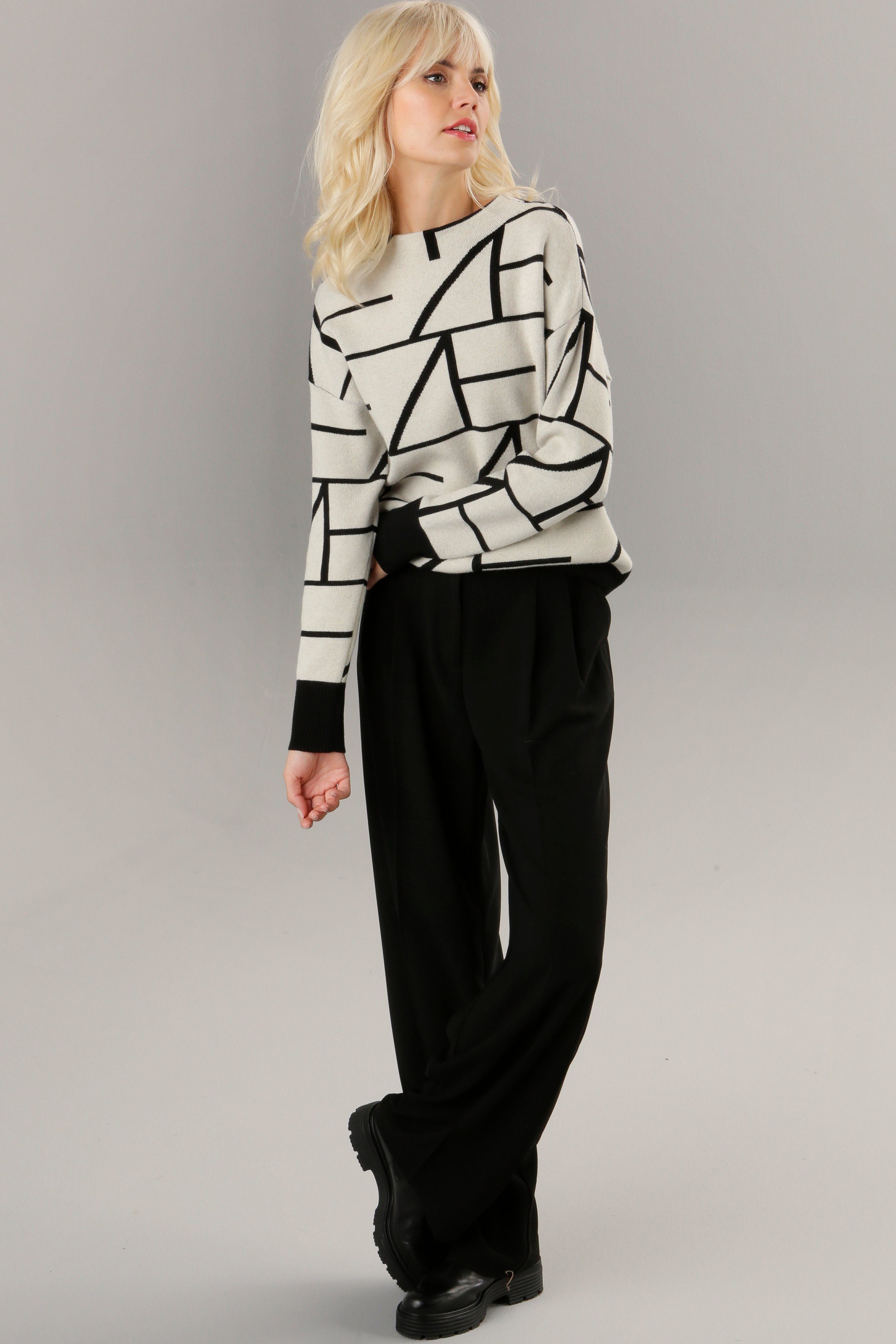 Aniston SELECTED Gebreide trui met elegant jacquard-patroon