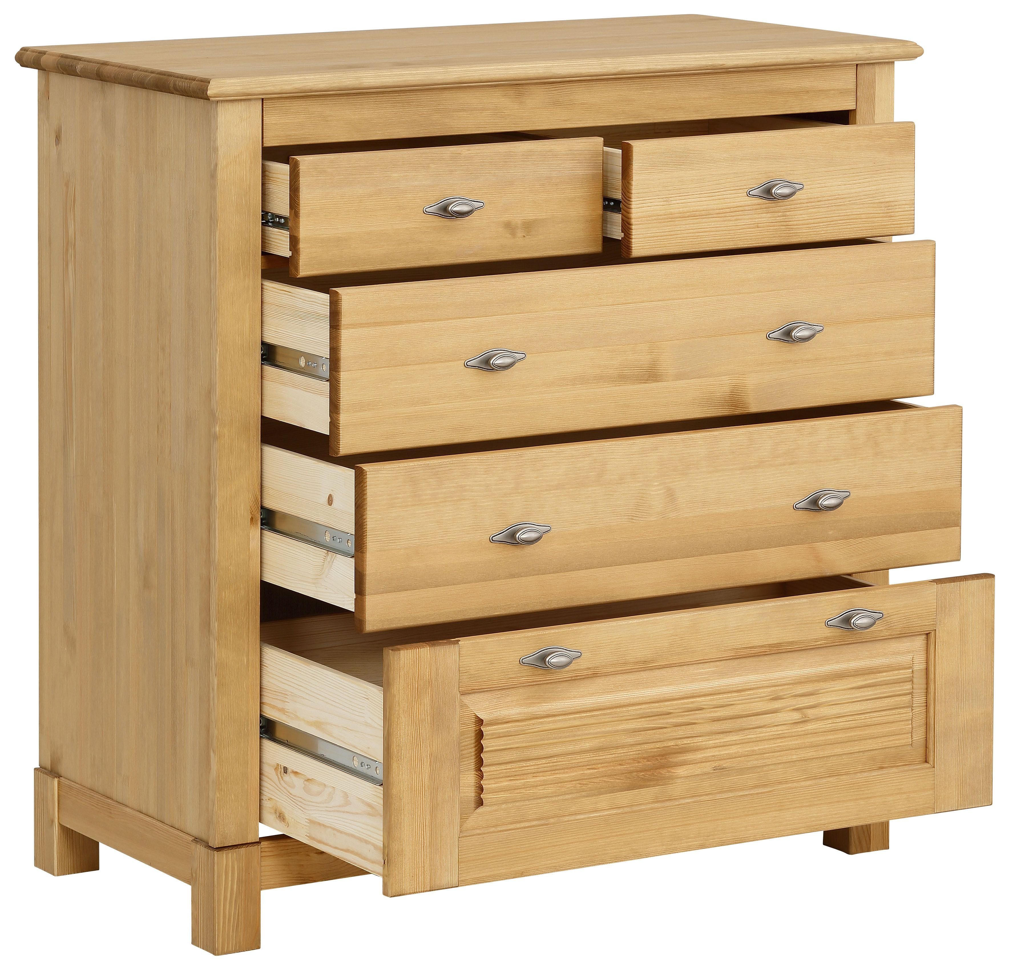 Home affaire Ladekast Rauna van massief grenen, met 5 laden, breedte 96 cm
