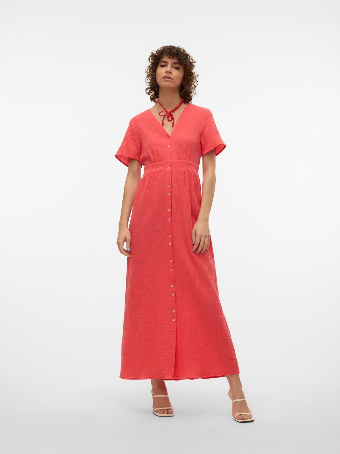 Vero Moda Maxi-jurk VMNATALI SS ANKLE DRESS WVN GA SPE dames maxi-jurken maat XS (34) rood