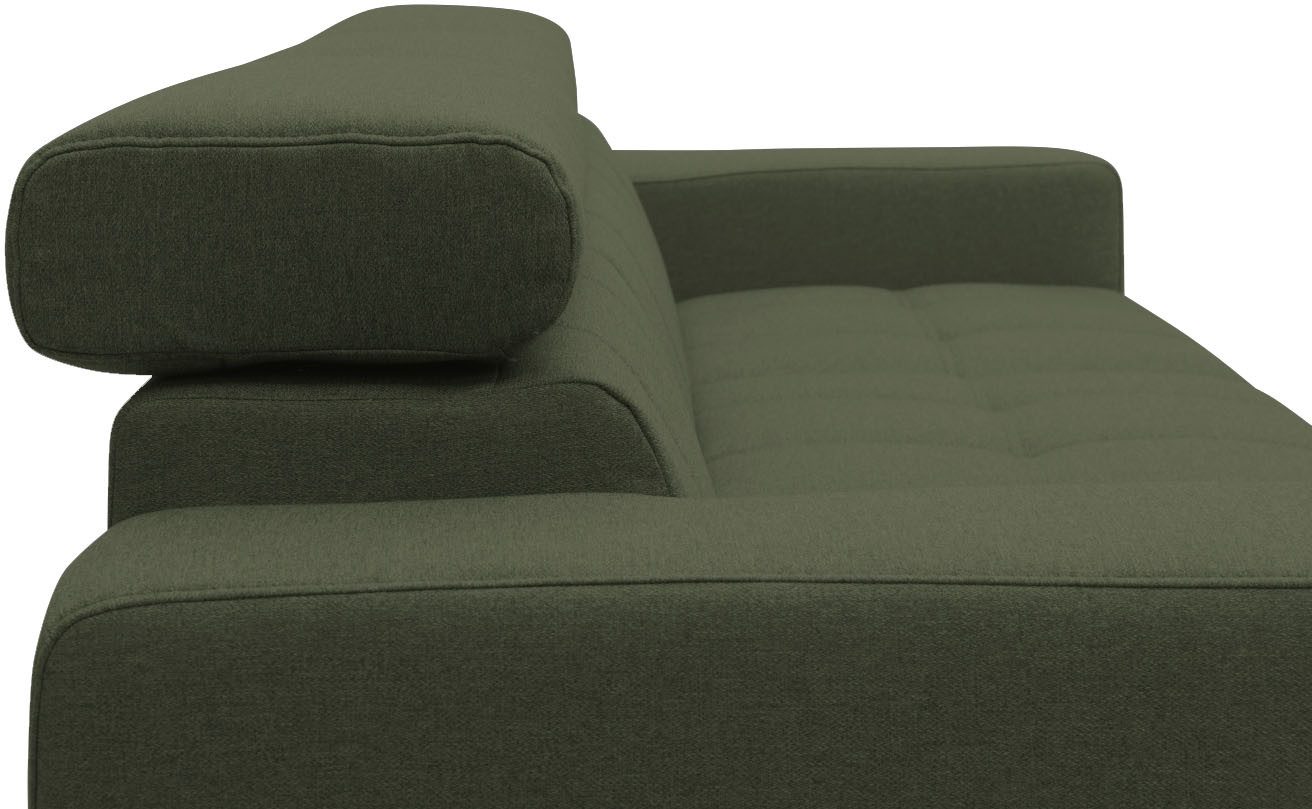 DOMO collection Hoekbank Trento L-vorm, met sledevoet of enkele voet naar keuze met verstelbare hoofdsteun, récamier links/rechts bestelbaar