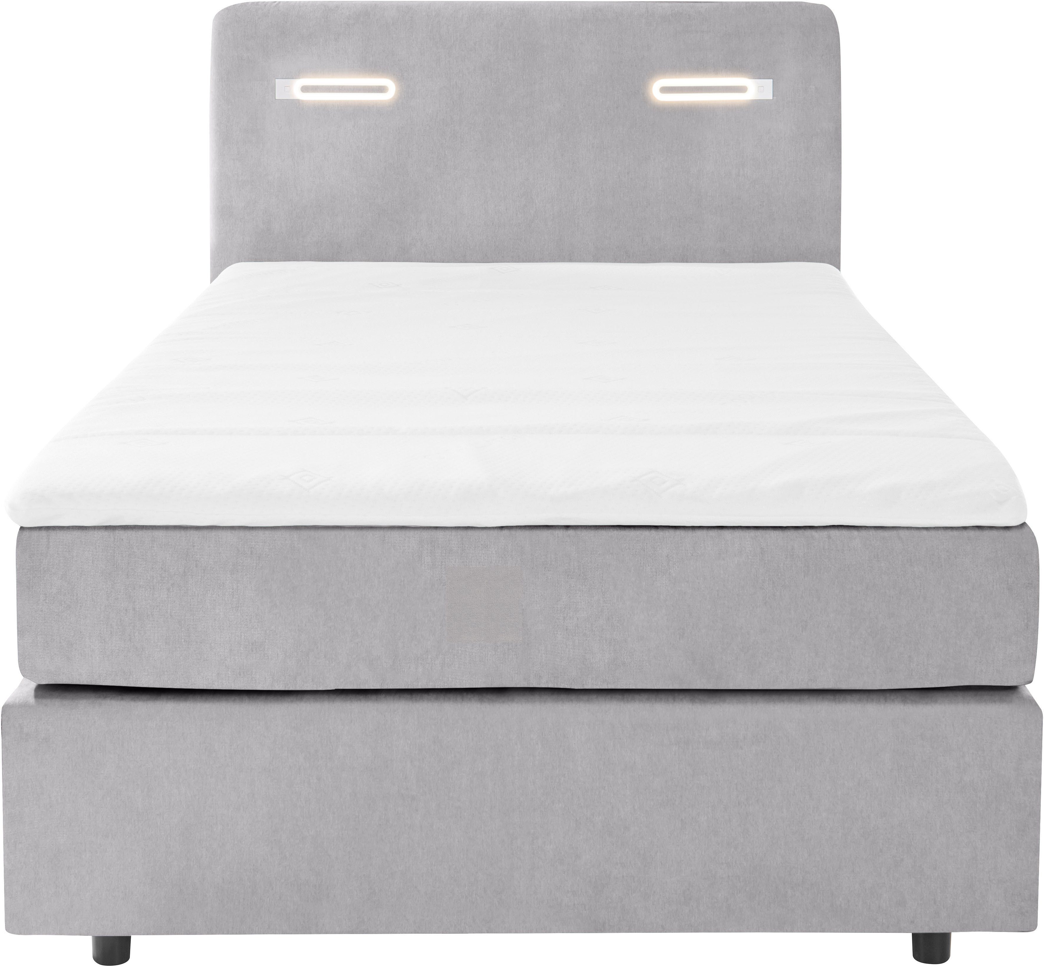 INOSIGN Boxspring Luan Laden, ledverlichting en topmatras, in breedte 120 cm en 180 cm