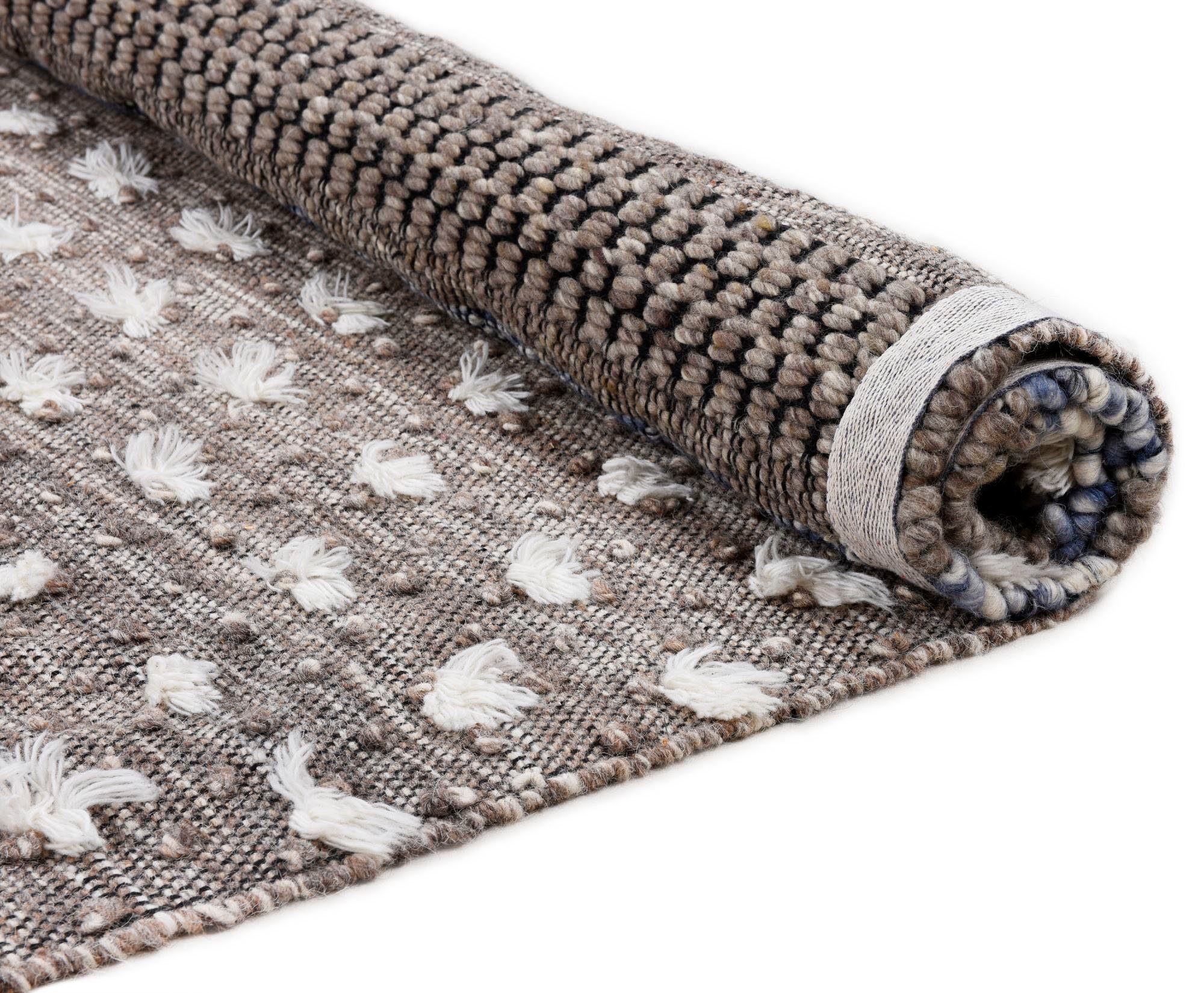 TOM TAILOR HOME Wollen kleed Vintage Funky Nature zuivere wol, met de hand geweven, met franje