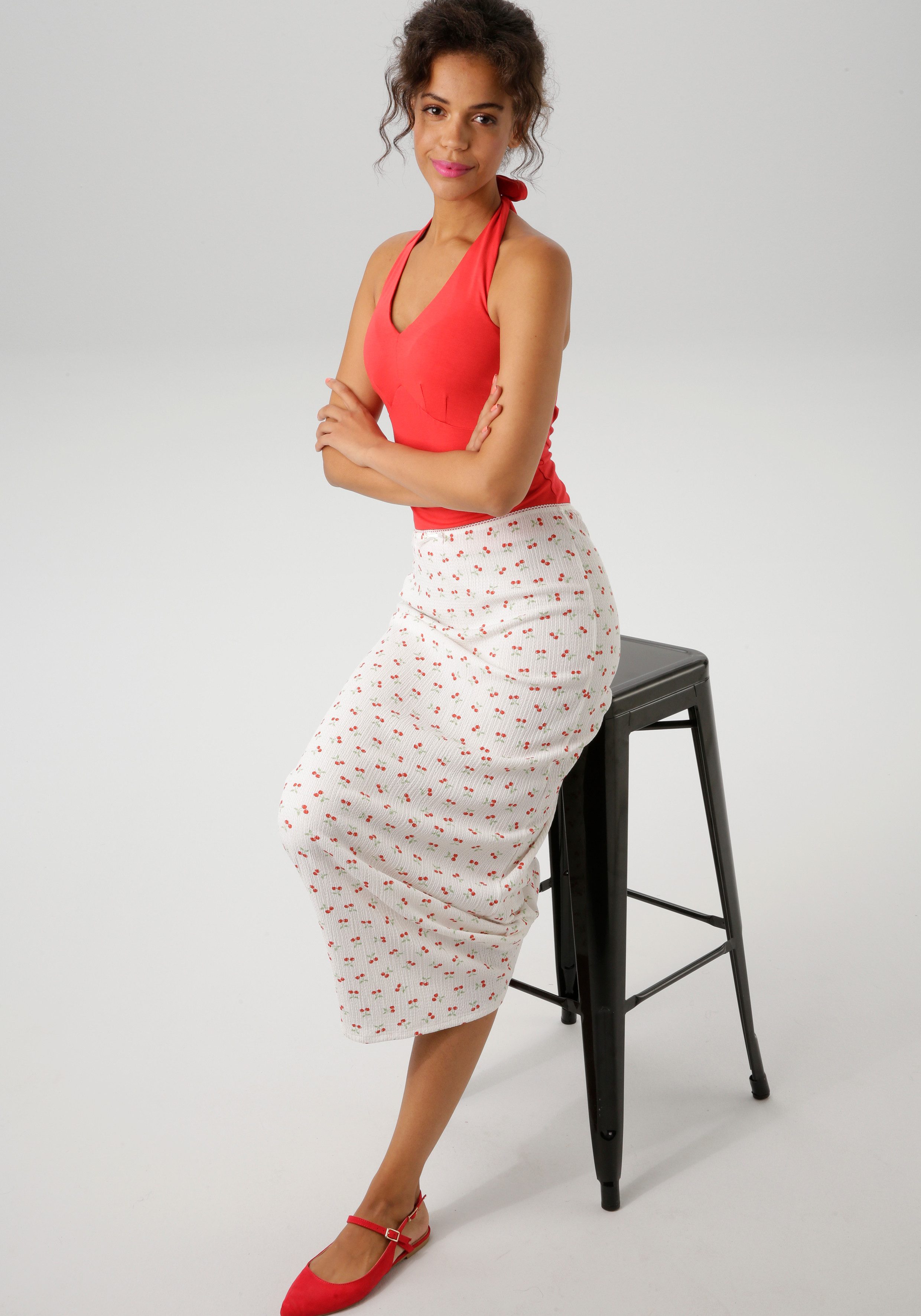 Aniston CASUAL Maxirok overal bedrukt met kersen nieuwe collectie