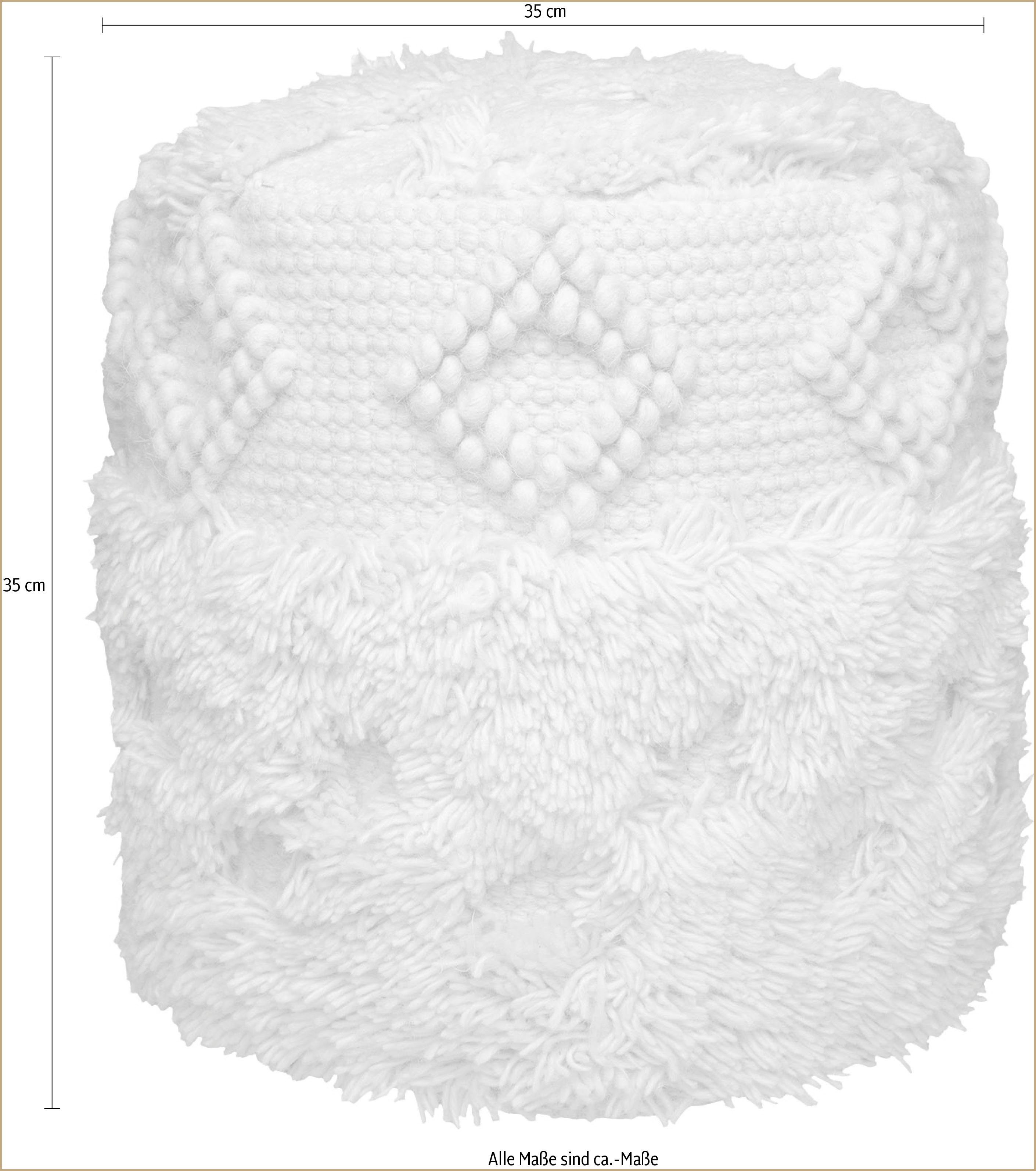 Kayoom Poef Bohist 125 35cm x 35cm, Structuren met franjes en kwasten handgemaakt, uniek, zeer goed te combineren, veelzijdig in gebruik (1 stuk)