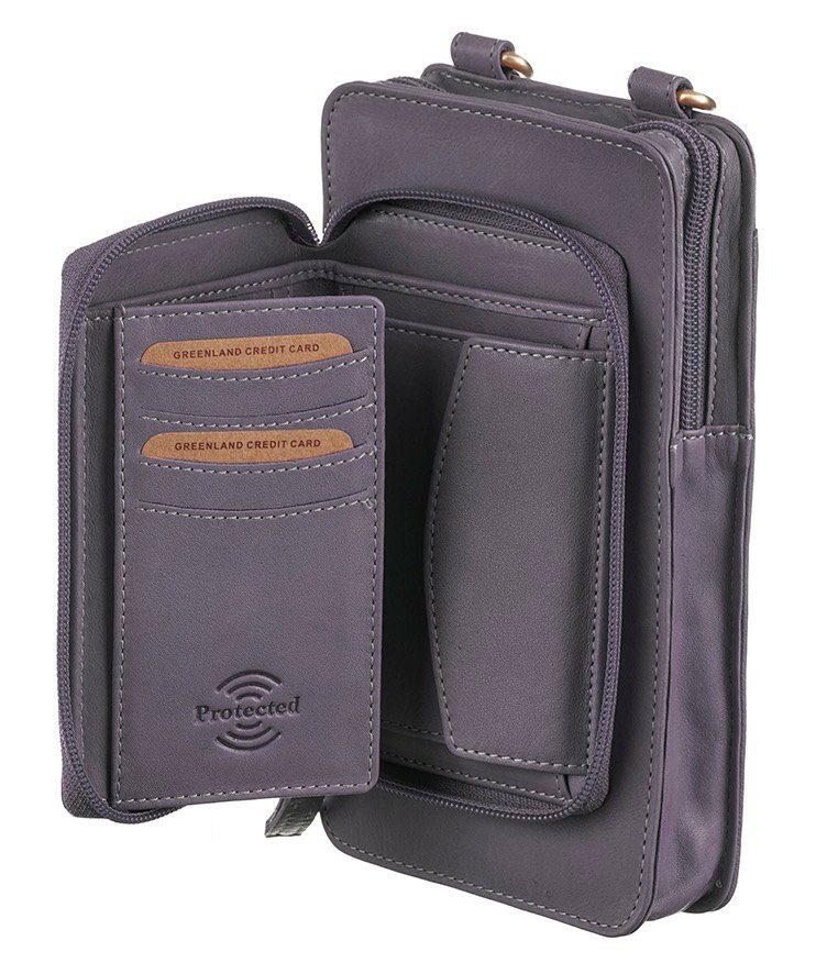 GreenLand Nature Gsm-tasje NATURE Soft met opgestikte portemonnee en rfid-bescherming