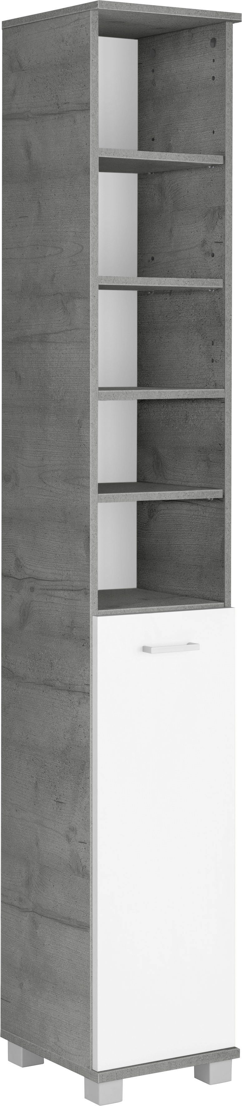 Schildmeyer Hoge kast Mobes Breedte x hoogte: 30,3x193,7 cm, deur aan beide kanten te monteren, badkamerkast met praktische schappen en planken achter de deur