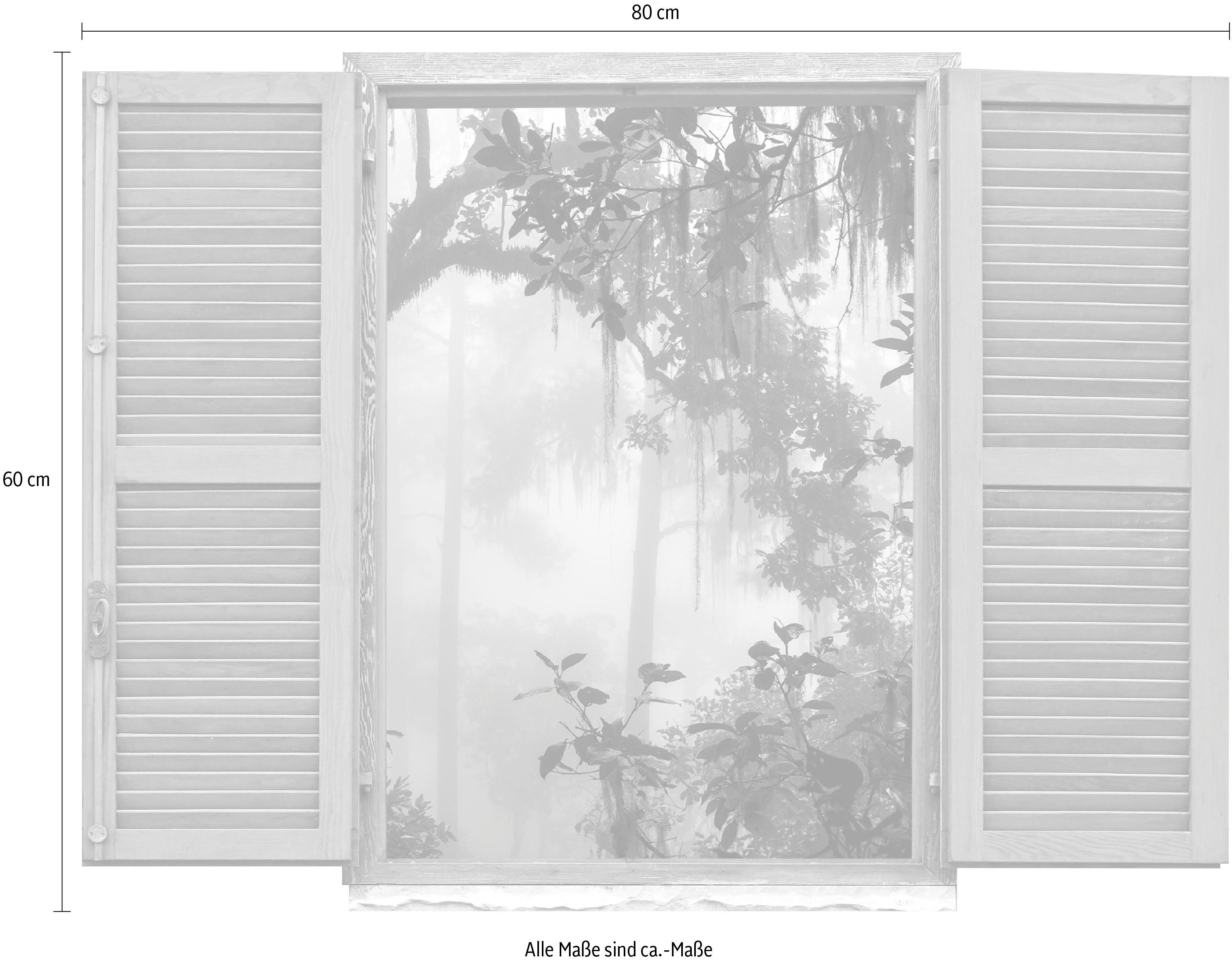 queence Wandfolie Junglekleur Muursticker, muurdecoratie, zelfklevend, 3D, raam (1 stuk)