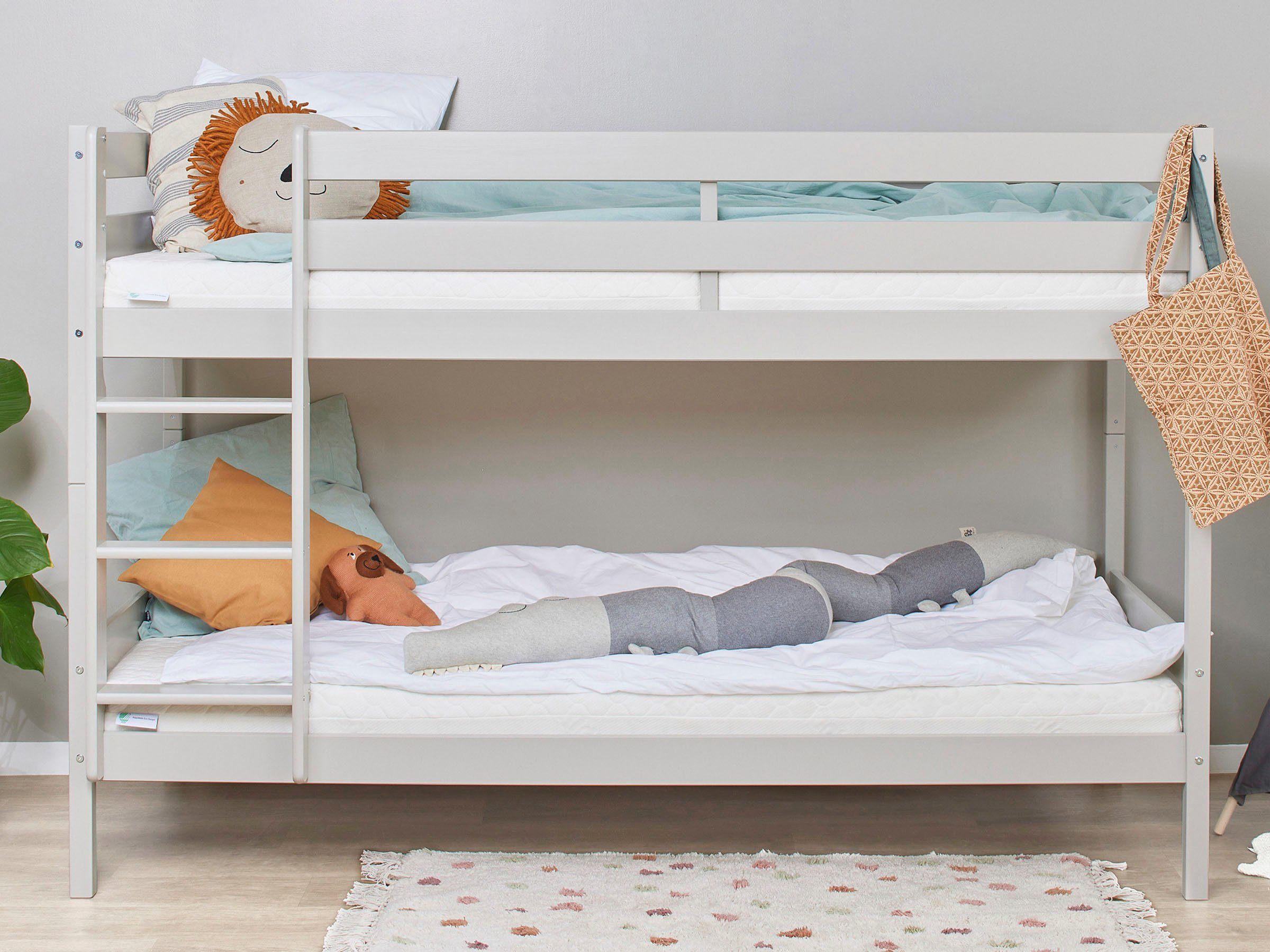Hoppekids Stapelbed Eco comfort kinderbed 90x200 of 70x160 van massief hout in 4 kleuren