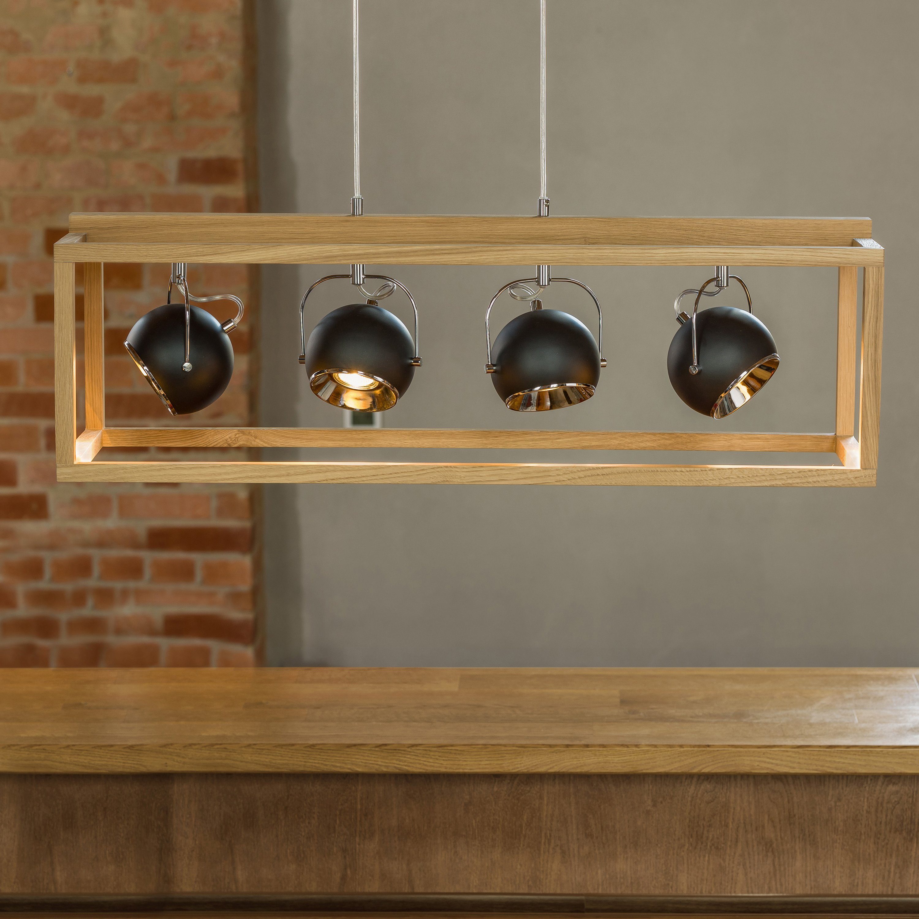 SPOT Light Led-hanglamp ROY Hanglamp, inclusief ledverlichting, eikenhout, kabel in te korten