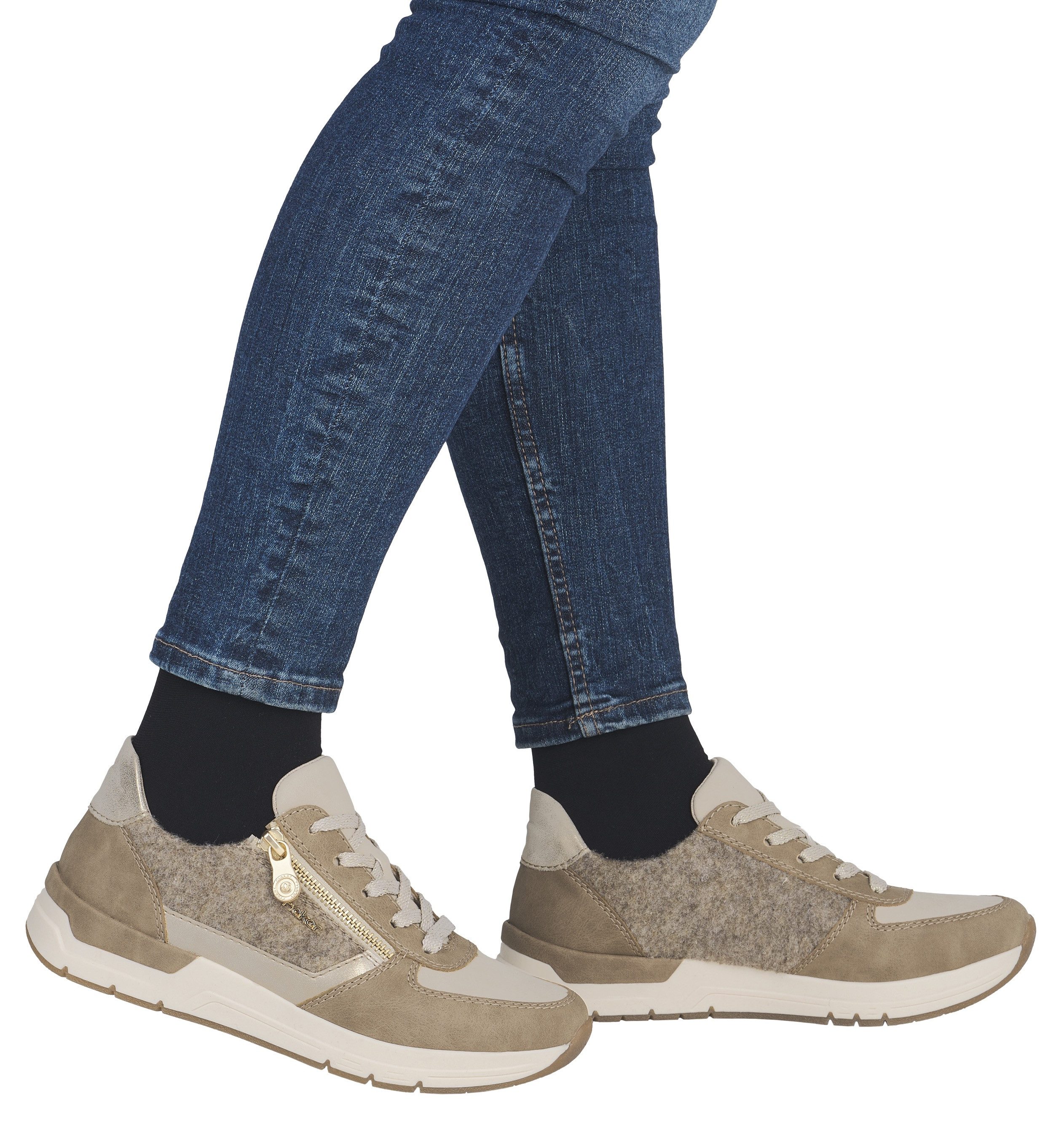Rieker Sneakers , vrijetijdsschoen, veterschoen, halfschoen met modieuze accenten