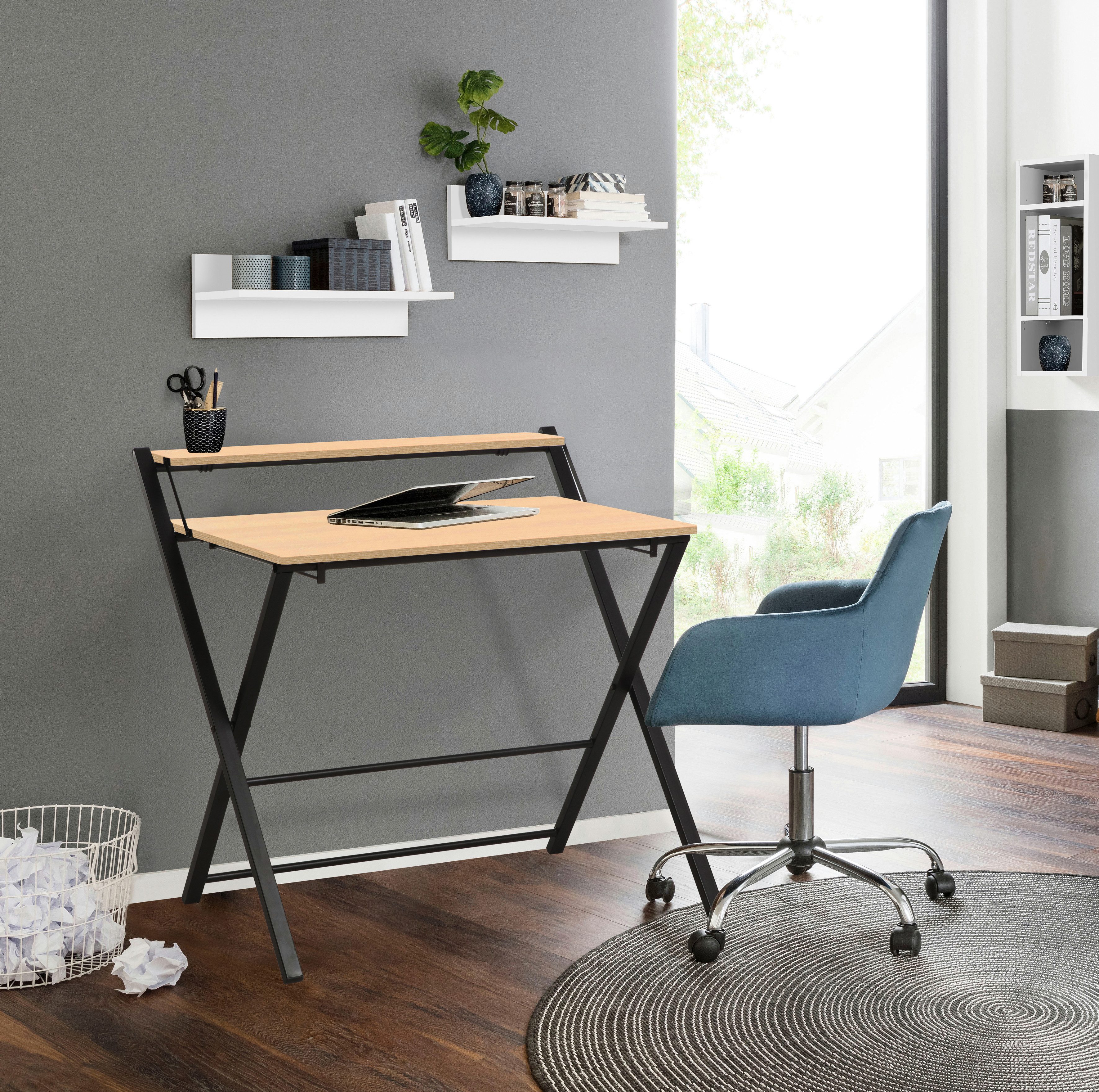 INOSIGN Pc-bureau SULBY, laptoptafel, bureau, met planchet, Metalen frame, opvouwbaar, ruimtebesparend, max. 86,5x82,5 cm