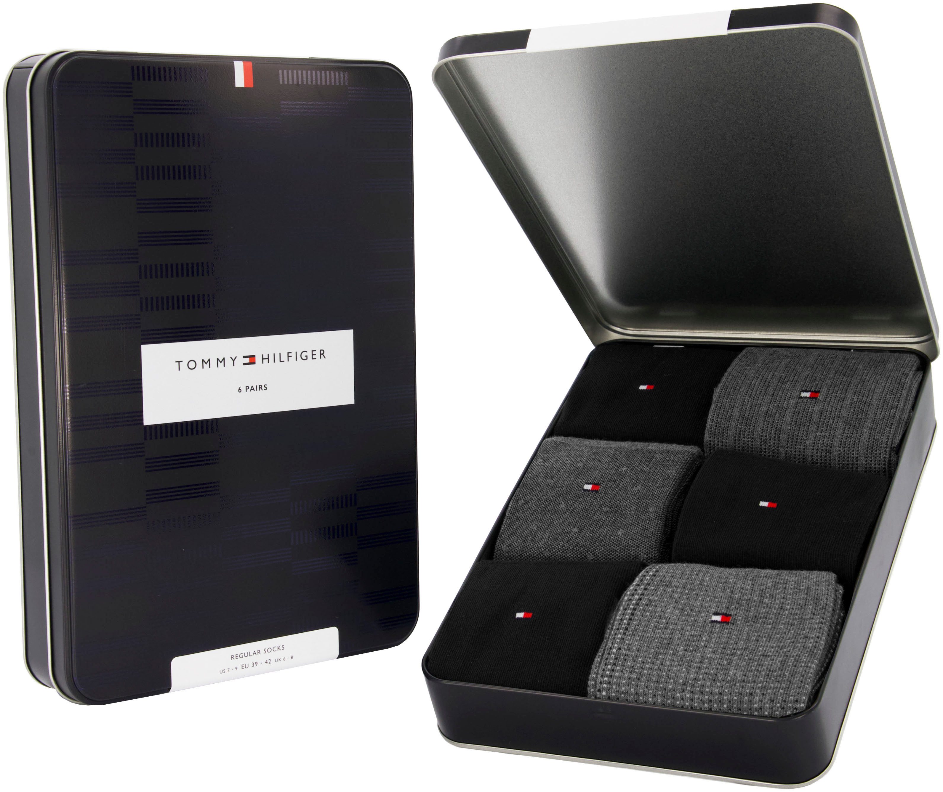 Tommy Hilfiger Sokken TH MEN SOCK 6P TIN GIFTBOX BIRDSEYE (box 6 paar)