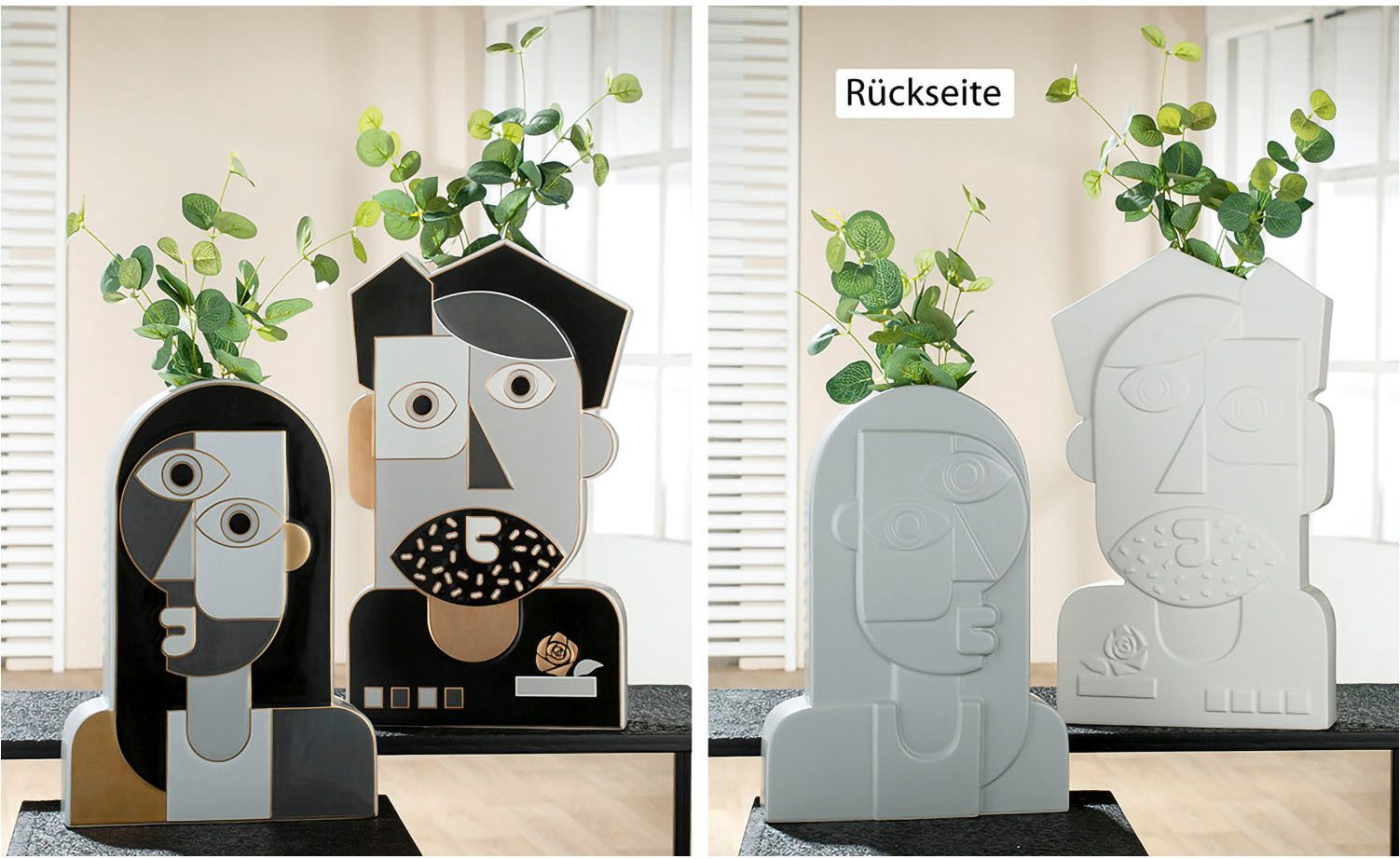 GILDE Tafelvaas Gezichtsvase Picasso, van keramiek, hoogte ca. 41 cm (1 stuk)