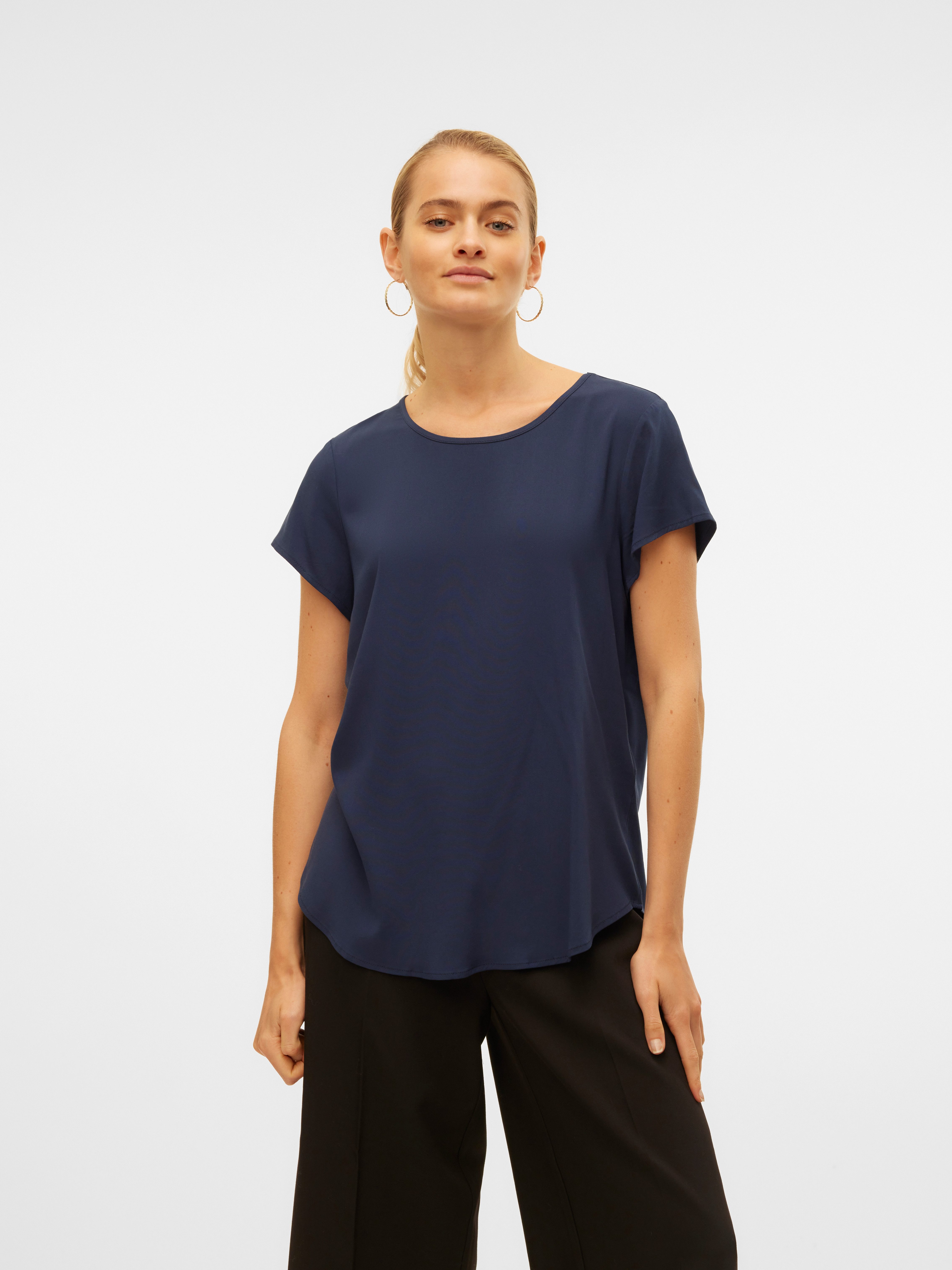 Vero Moda Shirt VMBELLA SS TOP WVN GA NOOS dames t-shirts maat S (36) blauw