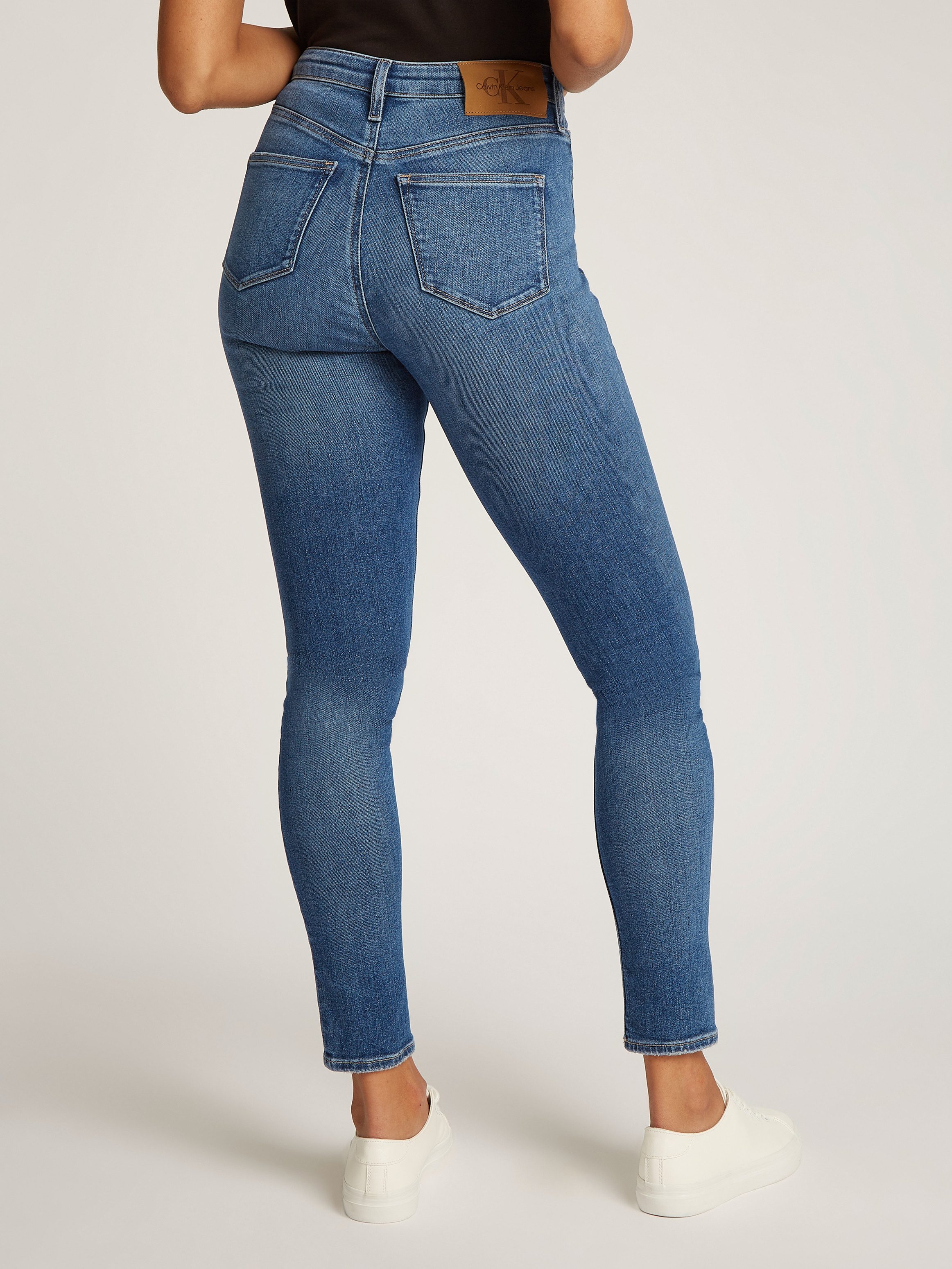 Calvin Klein Skinny fit jeans High rise skinny met muntzakje, lichte stone wash-look