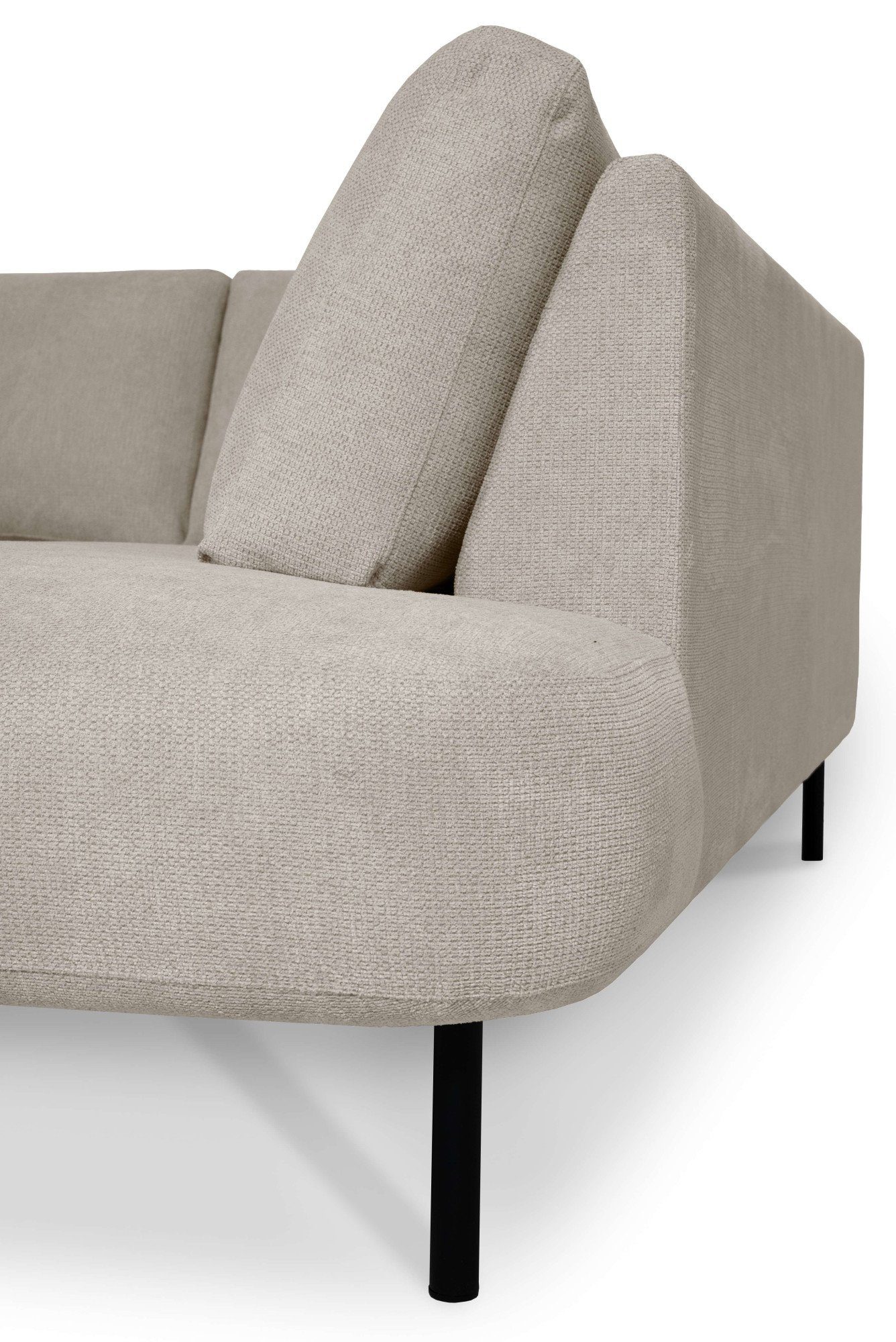 Places of Style Zithoek Cesola in zachte chenille-stof, breedte 327 cm, met zwarte metalen poten