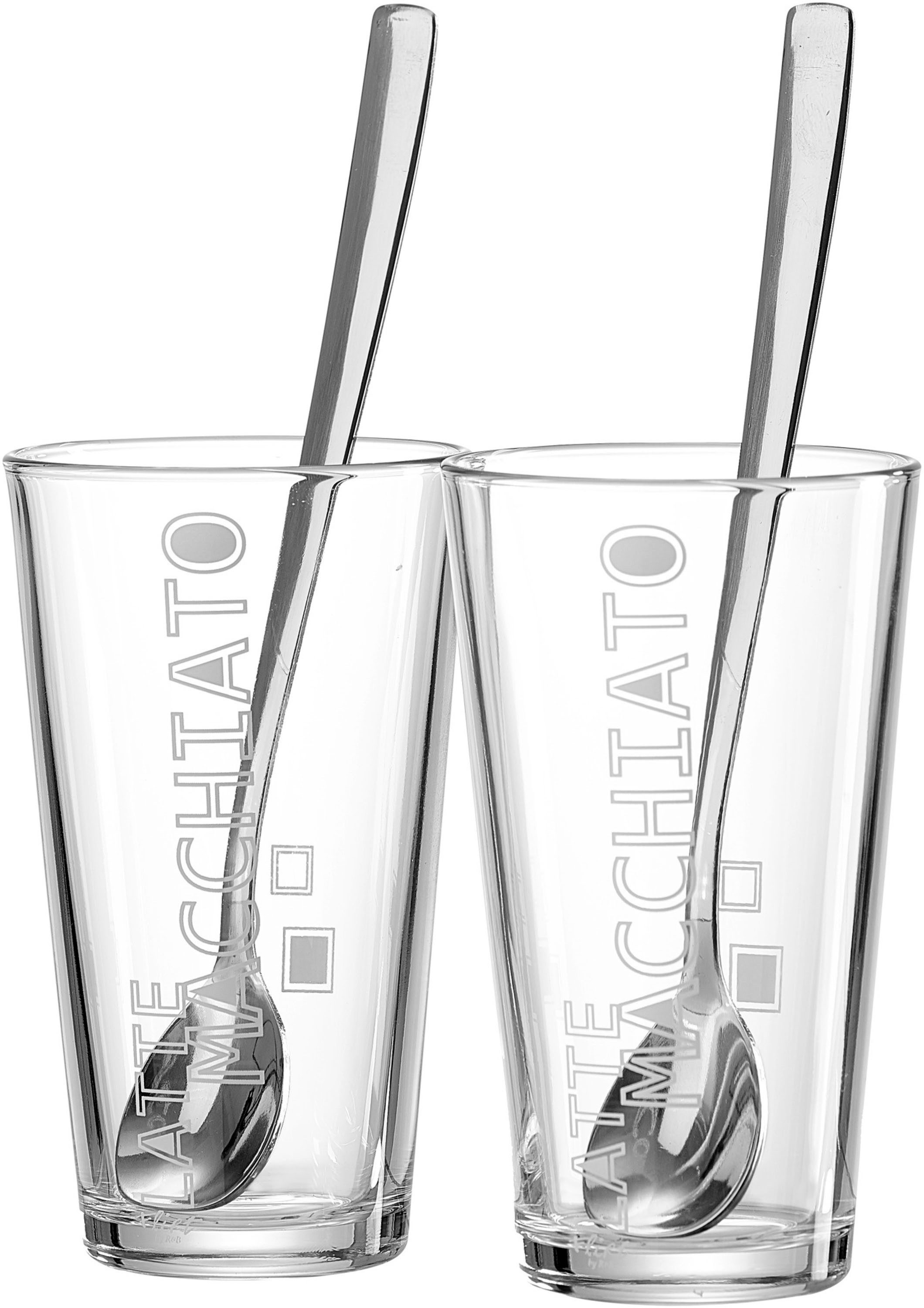 Ritzenhoff & Breker Latte macchiato glas LENA 350 ml, 4-delig, inclusief 2 lepels van roestvrij staal...