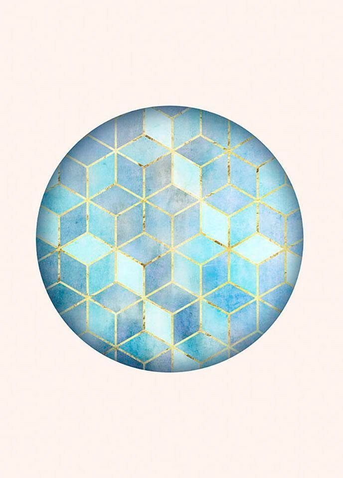 Komar Wanddecoratie Mozaïek Circle Azzuro Wanddecoratie - zonder lijst (1 stuk)
