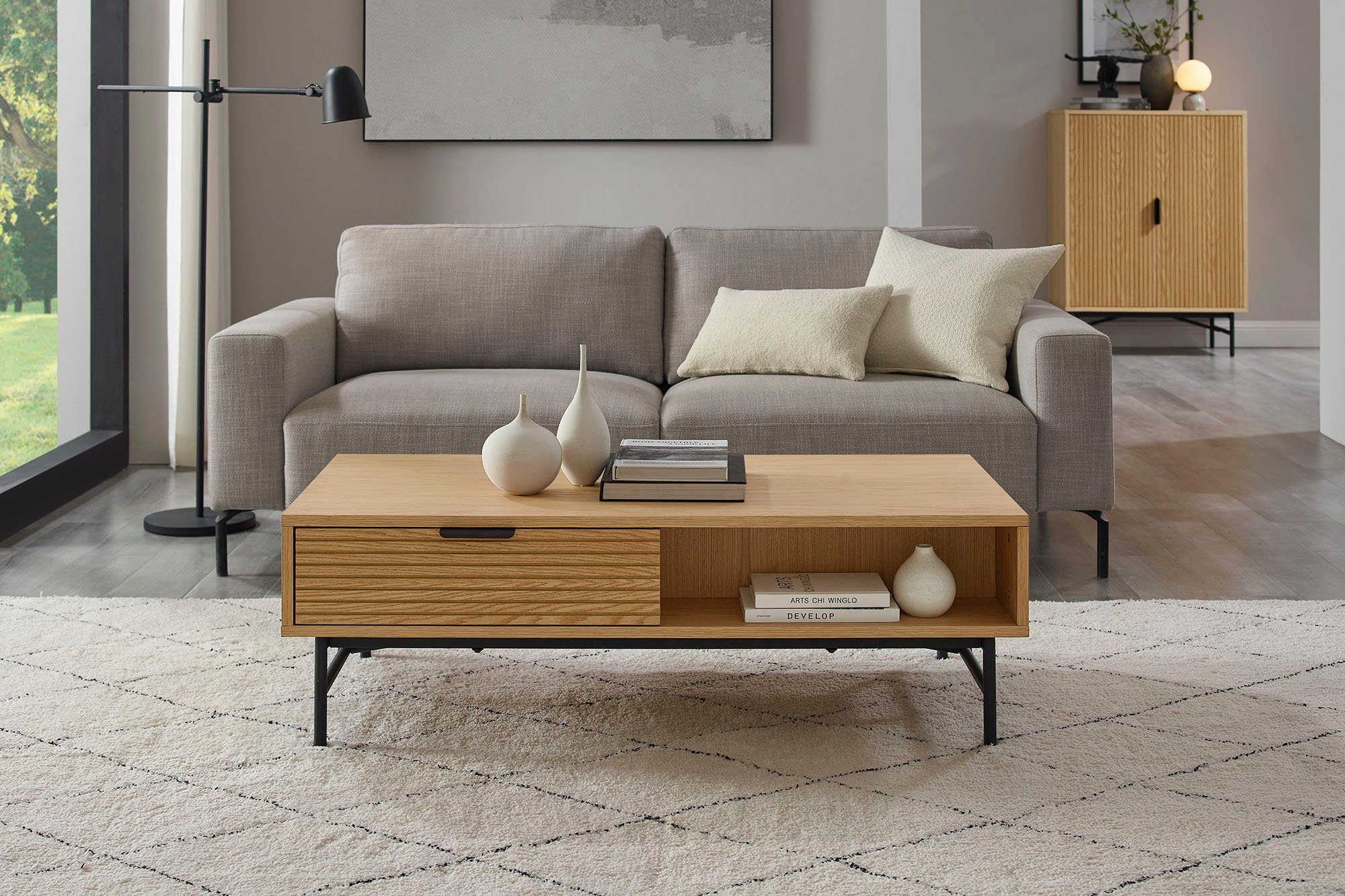 SalesFever Salontafel Eiken echt houtfineer salontafels beige