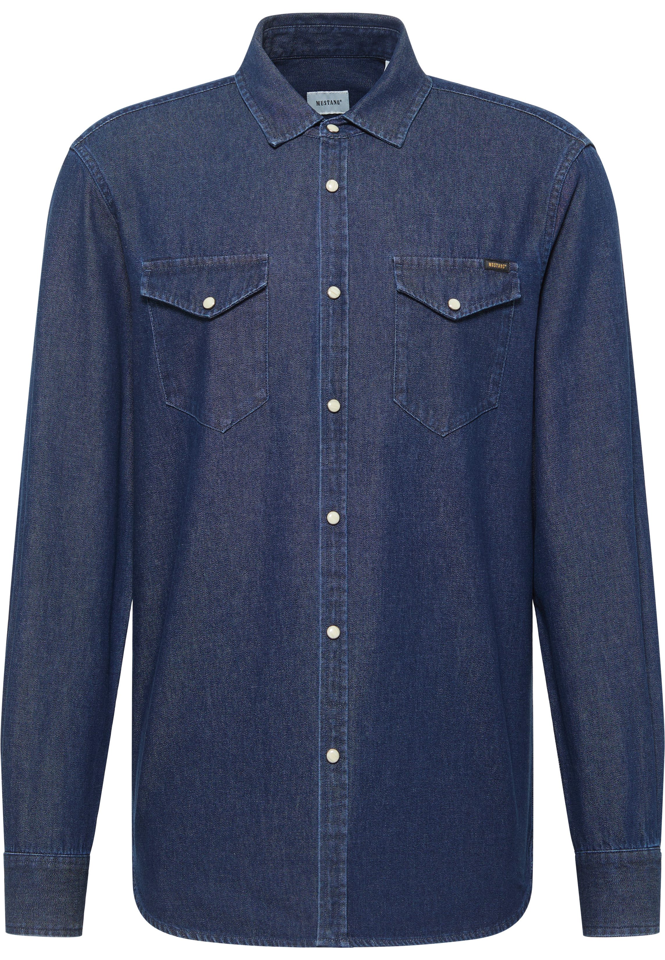 MUSTANG Overhemd met lange mouwen Style Duver Jeanslook met aangebrachte borstzakken
