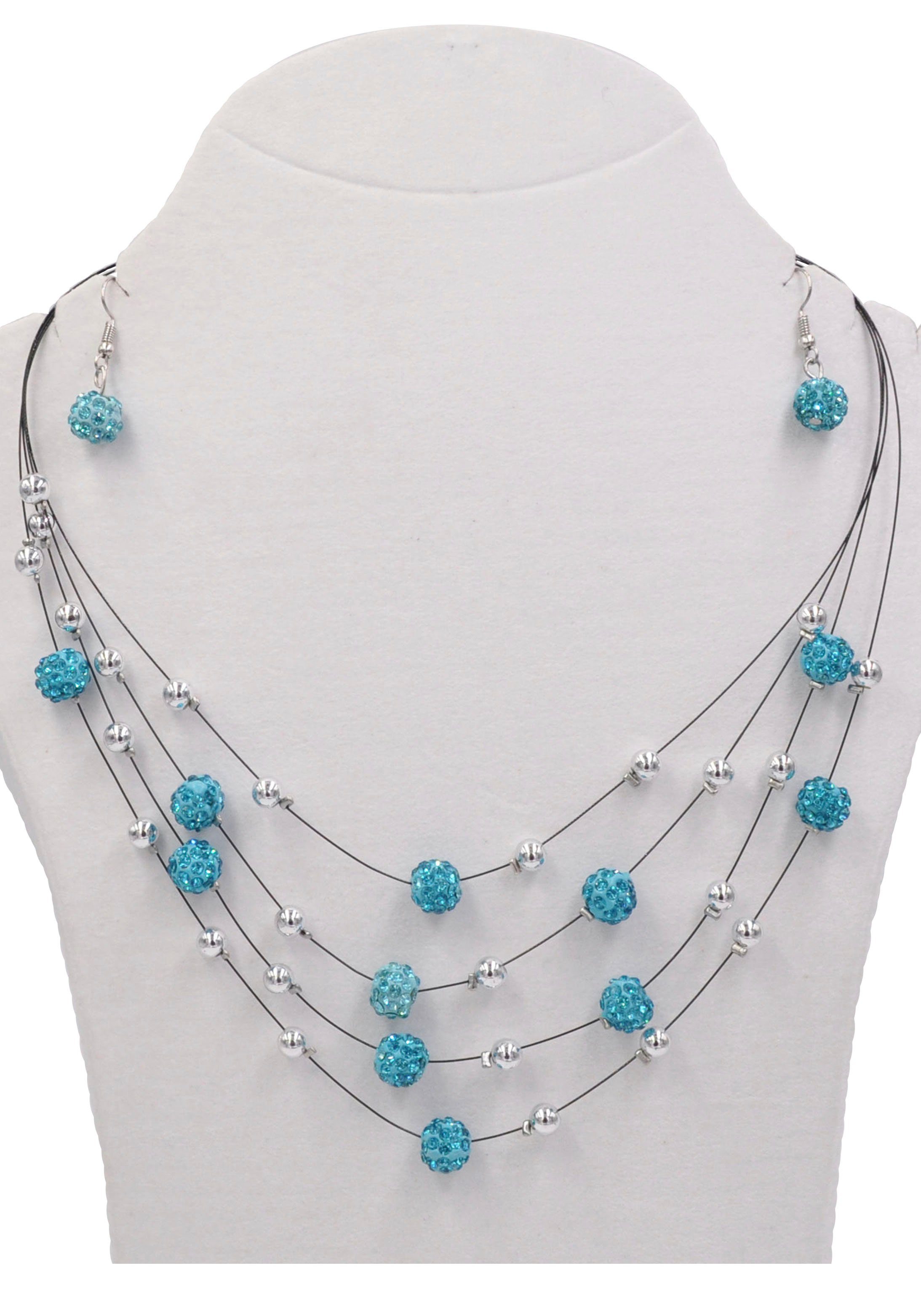 Firetti Oorring- en kettingenset Blue Crystal met glassteen (set, 3-delig)