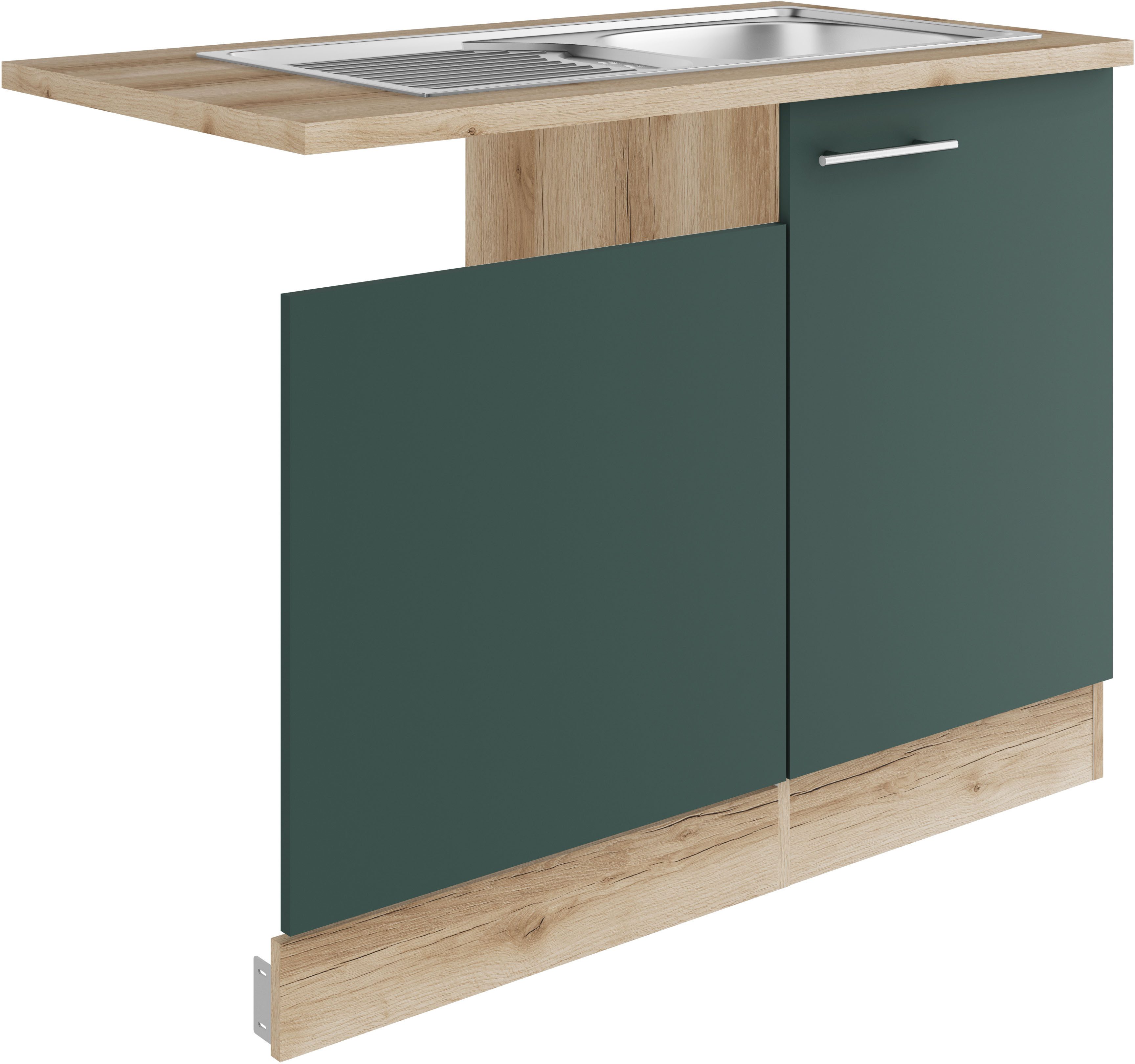 OPTIFIT Gootsteenkast Bella Breedte 110 cm, voor gedeeltelijk geïntegreerde vaatwasser gootsteenkasten groen