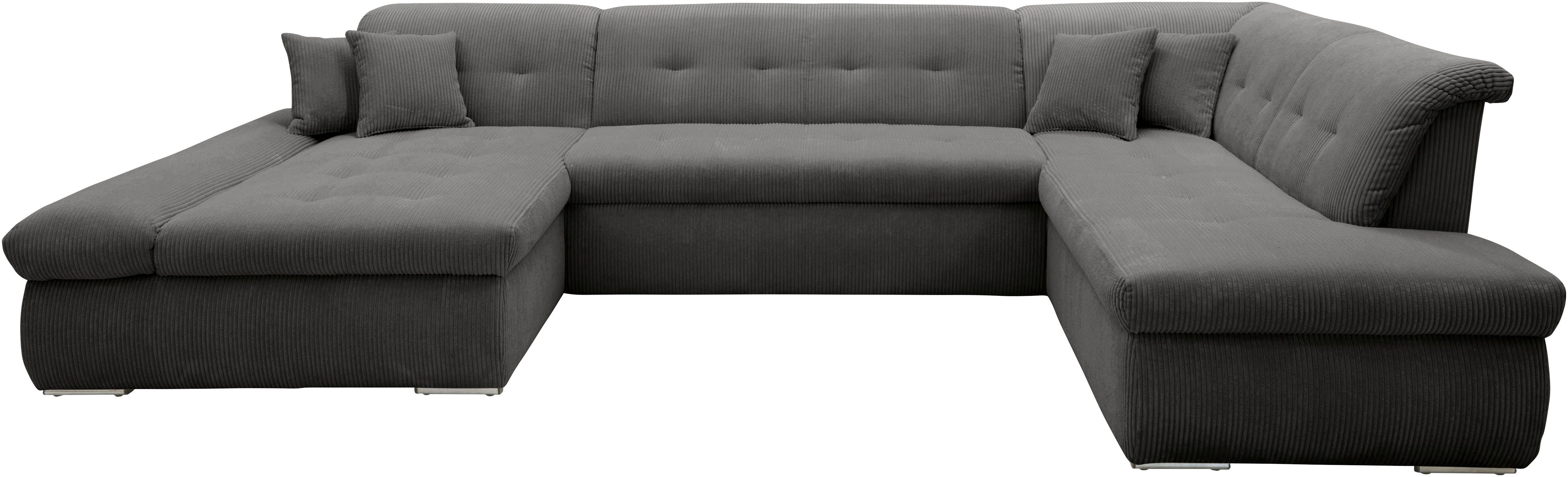 DOMO collection Zithoek Moric U-vorm ook in cord in xxl-formaat, naar keuze met slaapfunctie en verstelbare armleuning