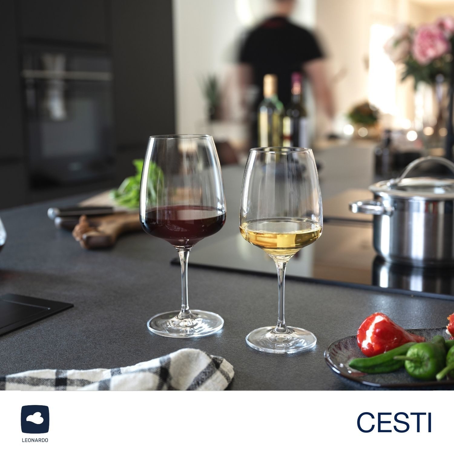 LEONARDO Wittewijnglas Rieslingglazen CESTI + poetsdoek (set, 7-delig)