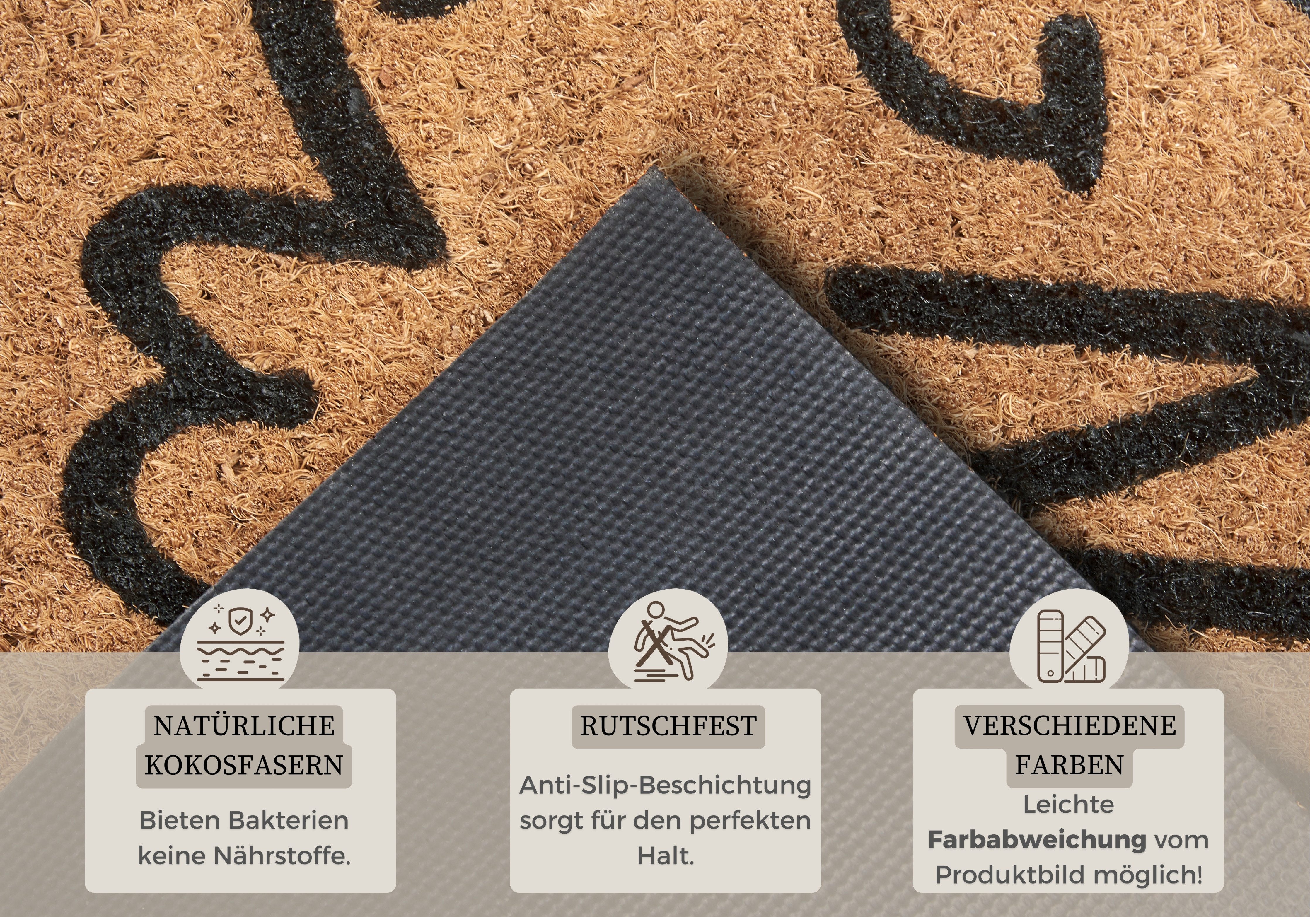 HANSE Home Mat Mix Mats Kokos Sweet Gnome Kerstmis, vuilafstotende mat, buiten, antislip, binnen, kokosmat