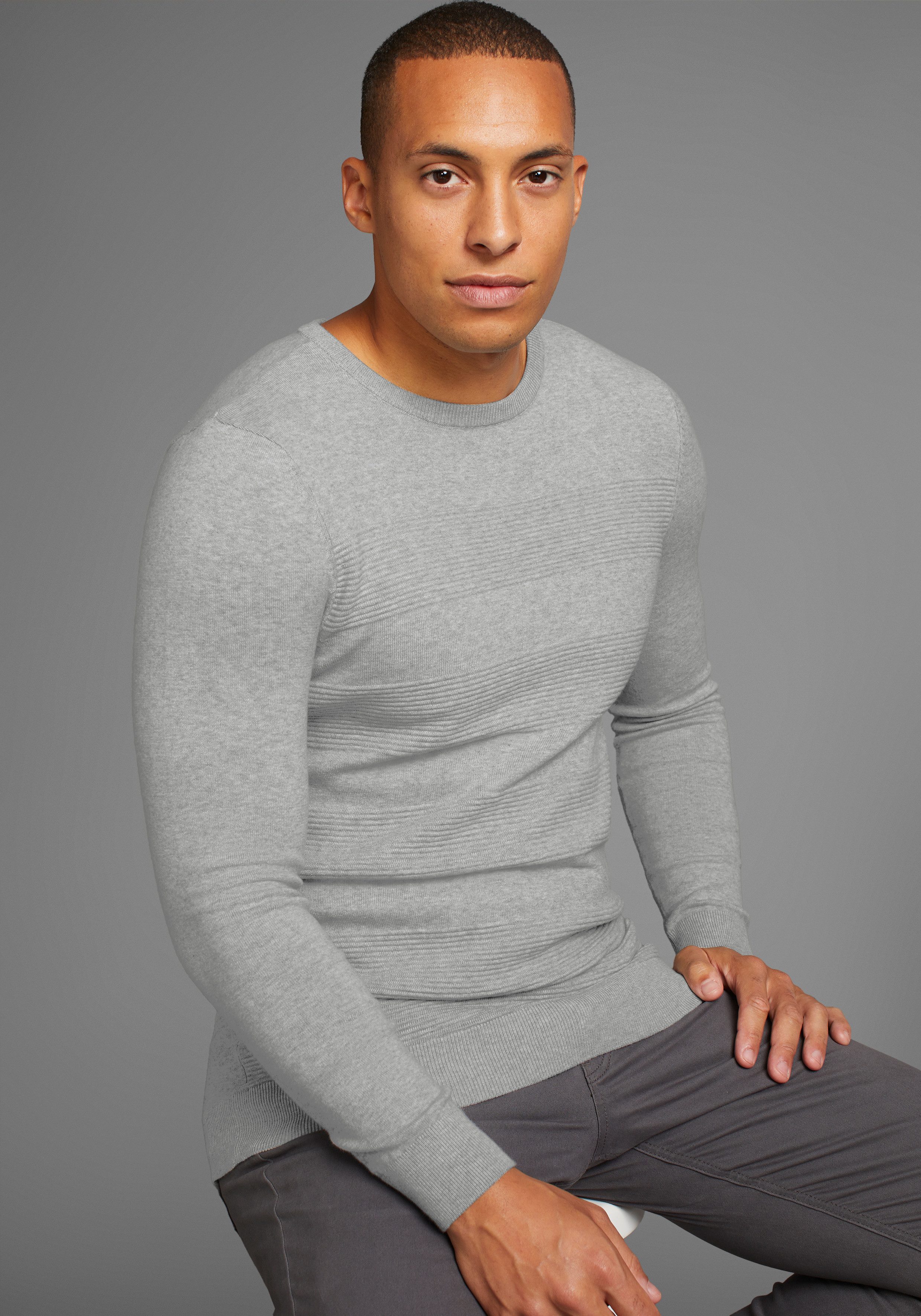 Bruno Banani Trui met ronde hals in streepoptiek