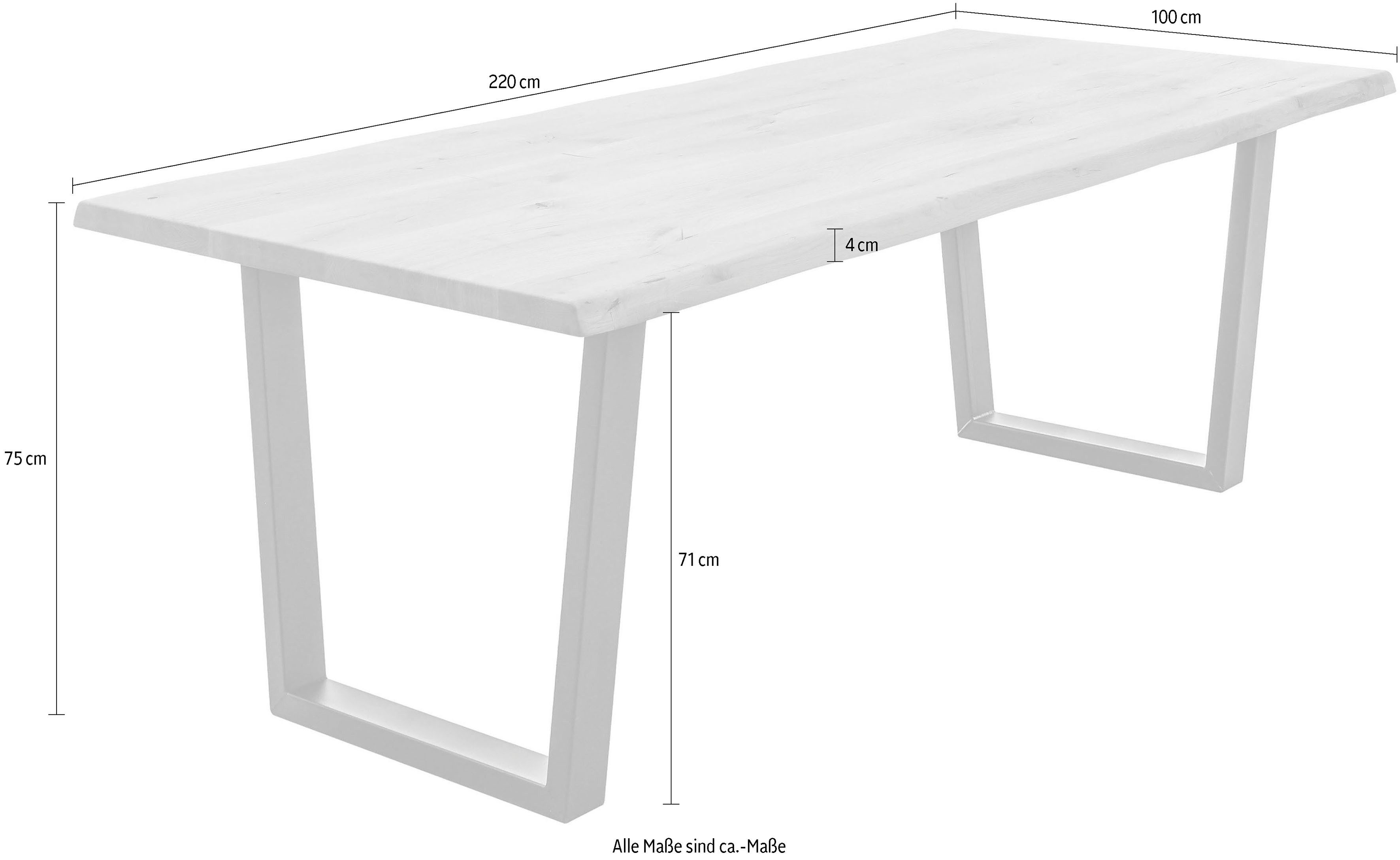 Stolkom Eettafel Benny Eik massief hout, tafel met boomrand
