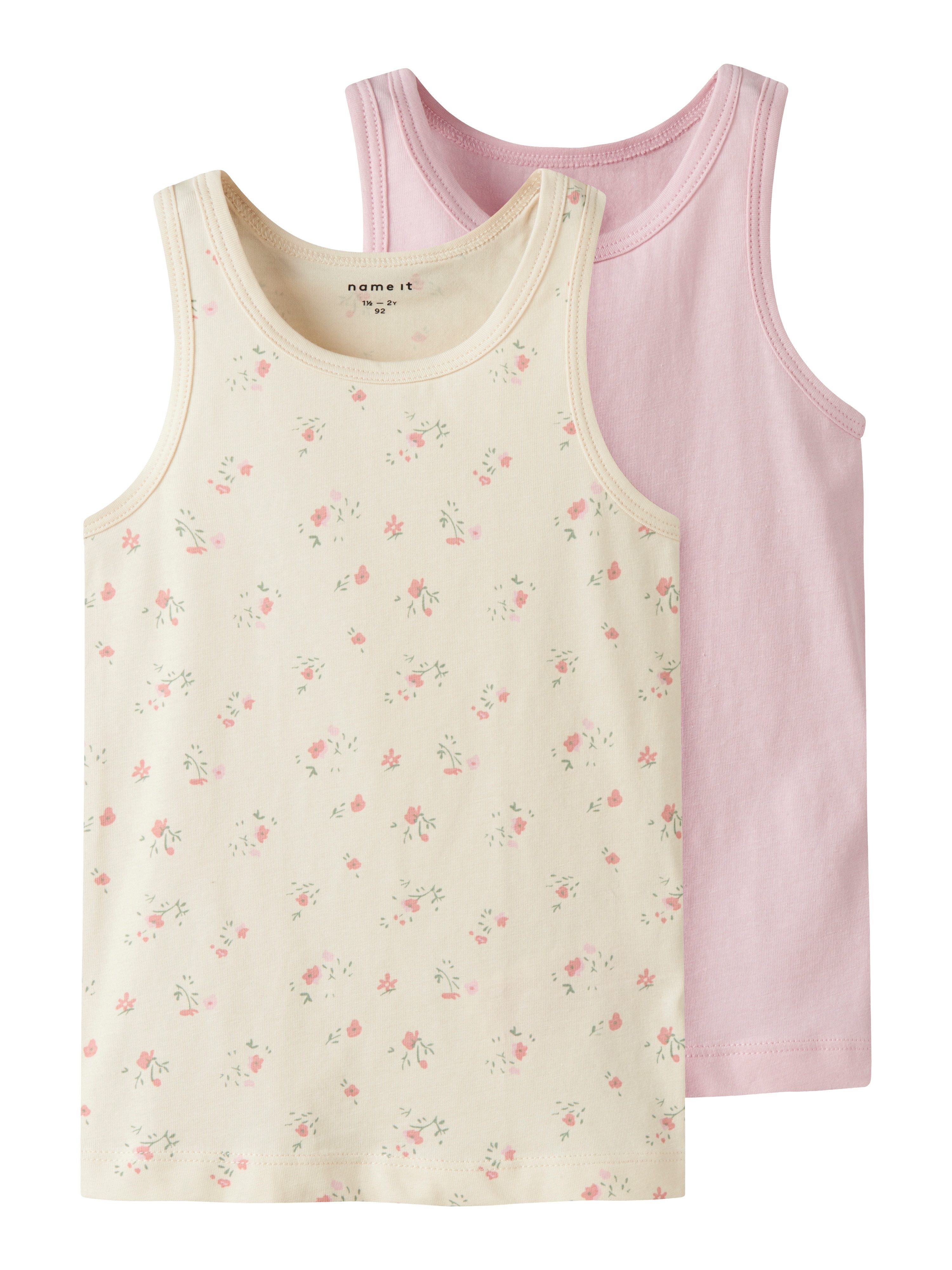 Name It Hemd NMFTANK TOP 2P FLOWER NOOS (set, 2 stuks) meisjes ondergoed maat 98 beige