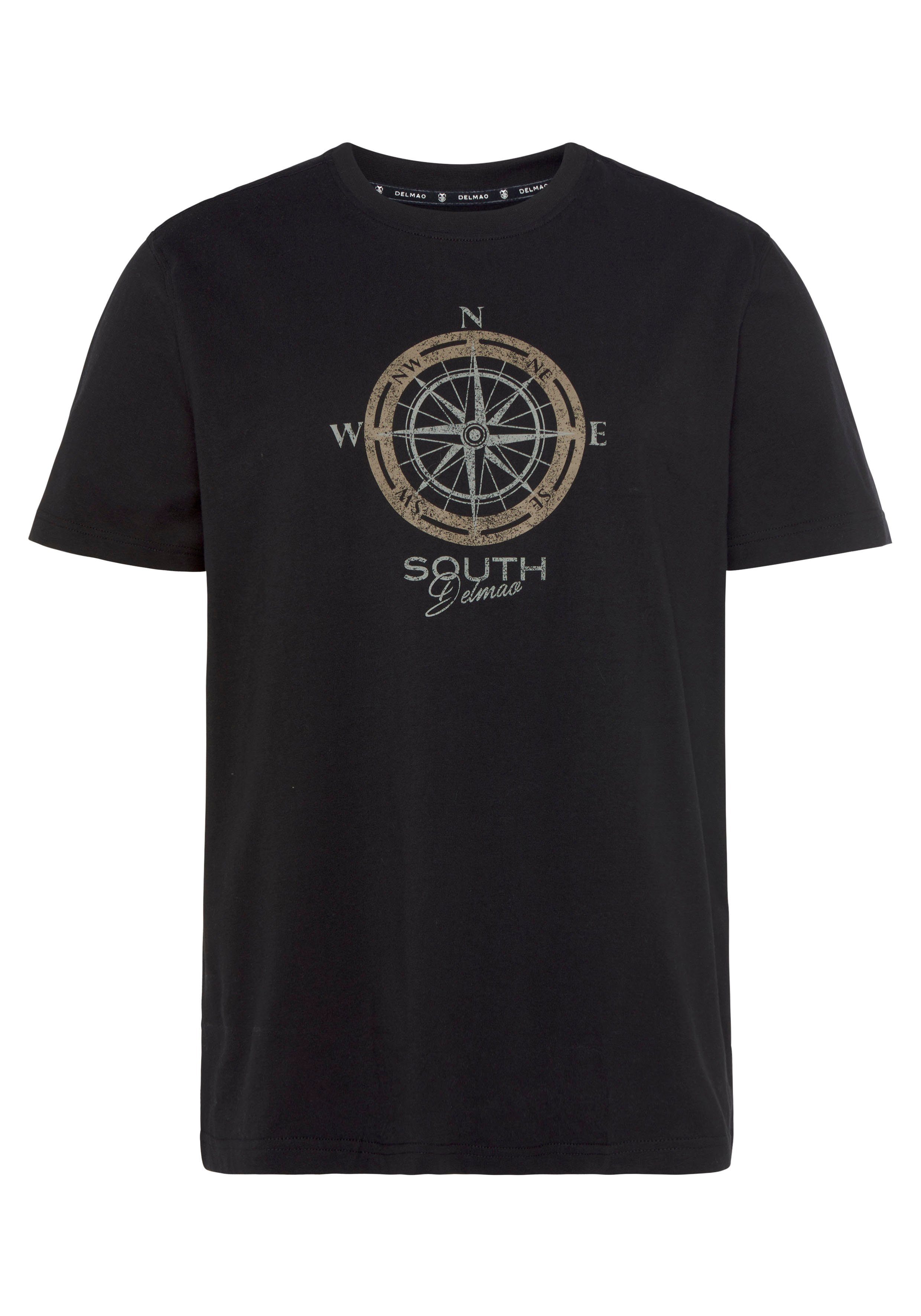 DELMAO T-shirt Korte mouw, bedrukt, ronde hals, van katoen