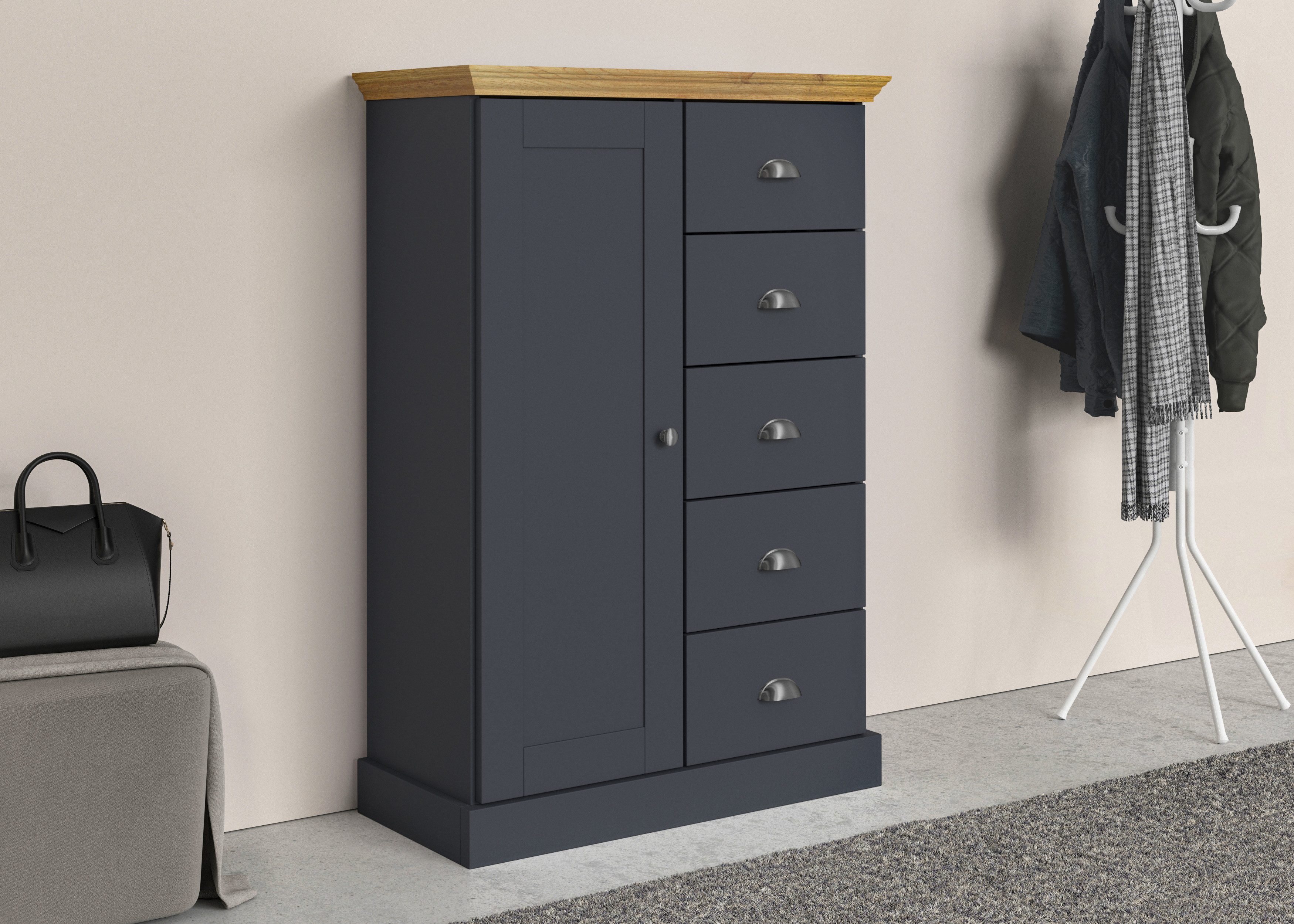 Home affaire Kast Motala 5 lades en 2 verstelbare planken, breedte 75cm, hoogte 110cm