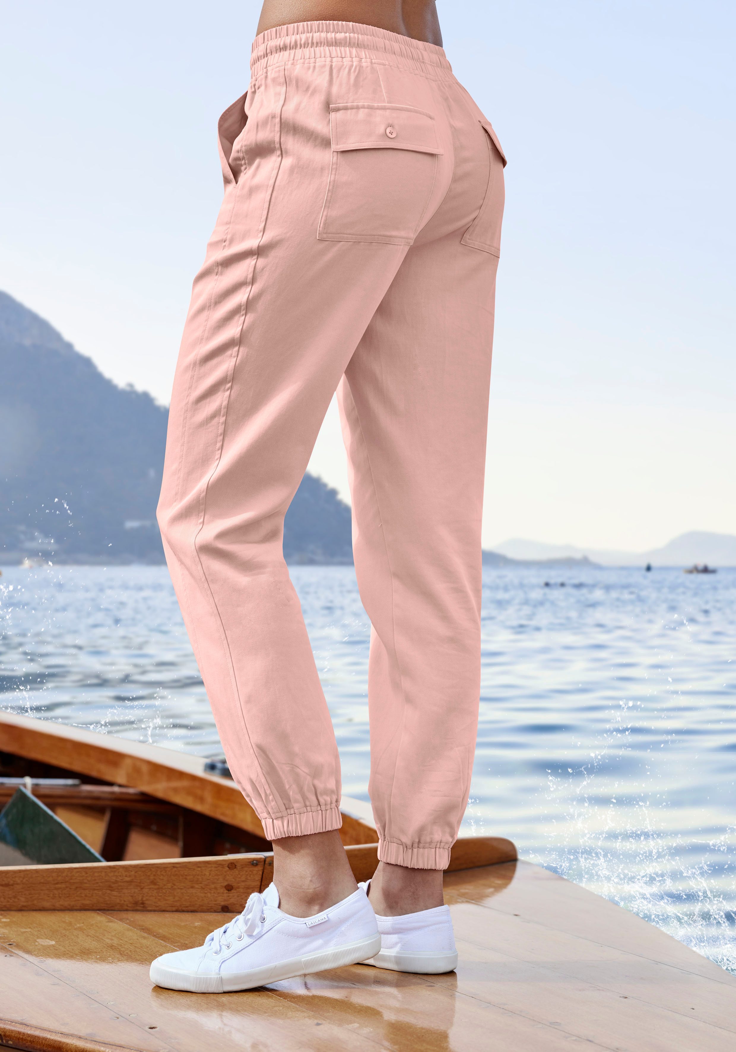 Lascana Comfortbroek van geweven stof, elastische stofbroek met zakken