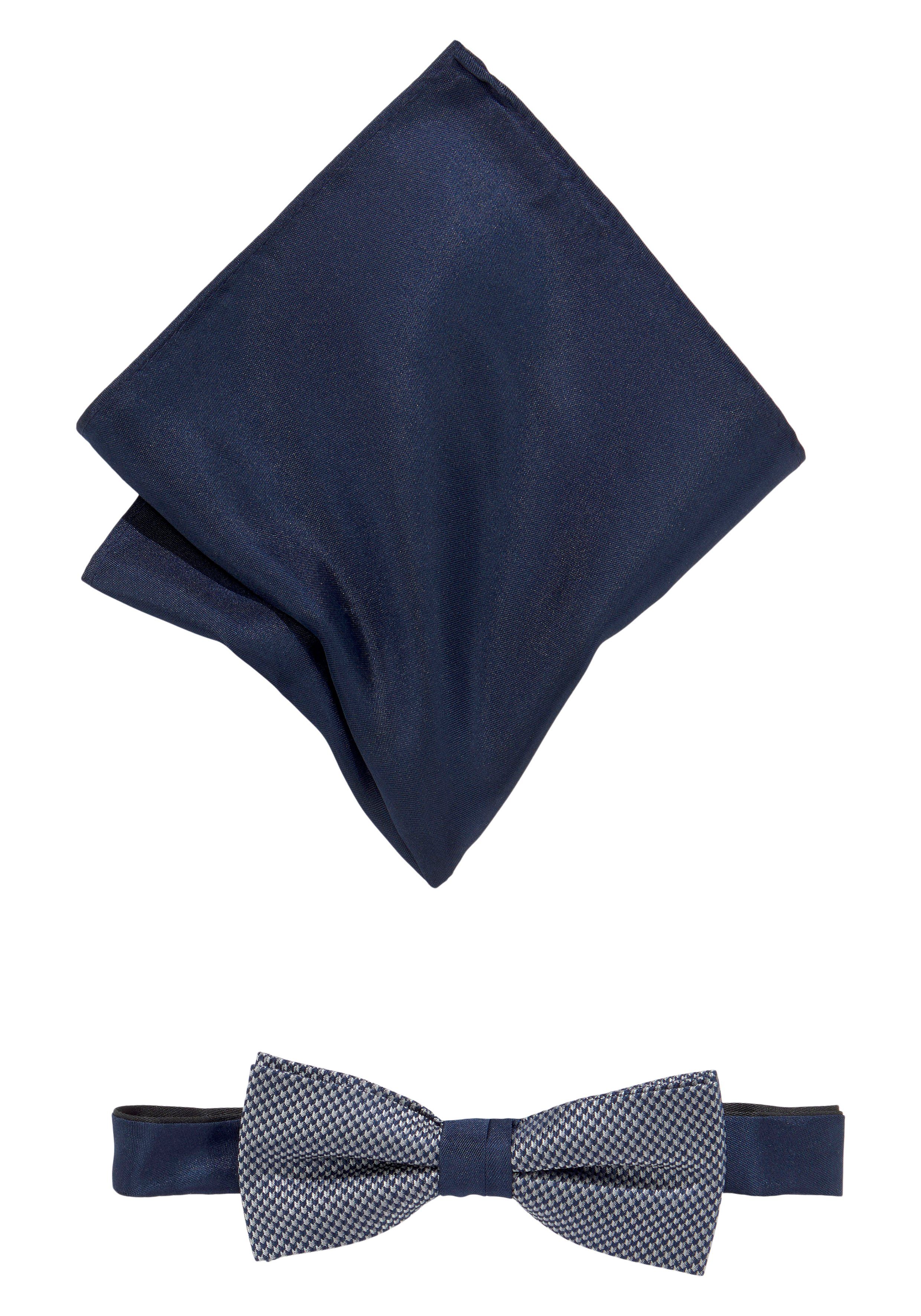 MONTI Vlinderdasje Vlinderstrik in minimalistisch patroon, met bijpassend uni-zakdoek (set, 2 stuks)